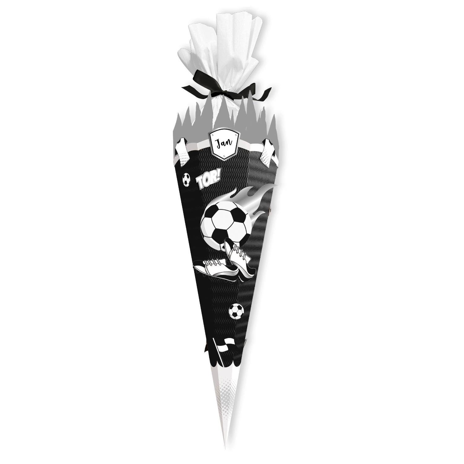 itenga Schultüte itenga DEKO-SET für SCHULTÜTE FUSSBALL schwarz weiss