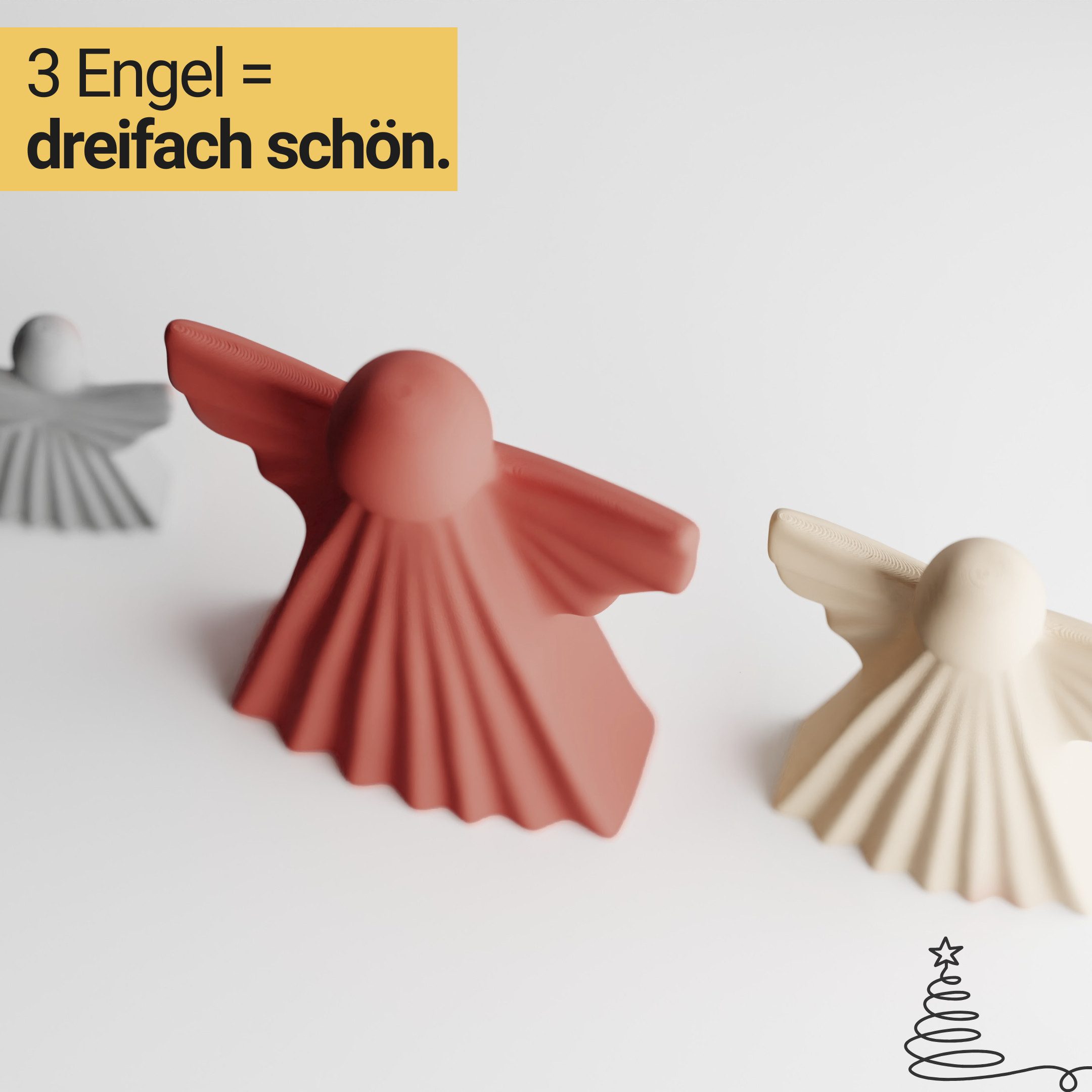 Shapes - Decorations Engelfigur Deko Engel 3er Set – moderne Weihnachtsdekoration (Spar-Set, 3er-Set), Weihnachten