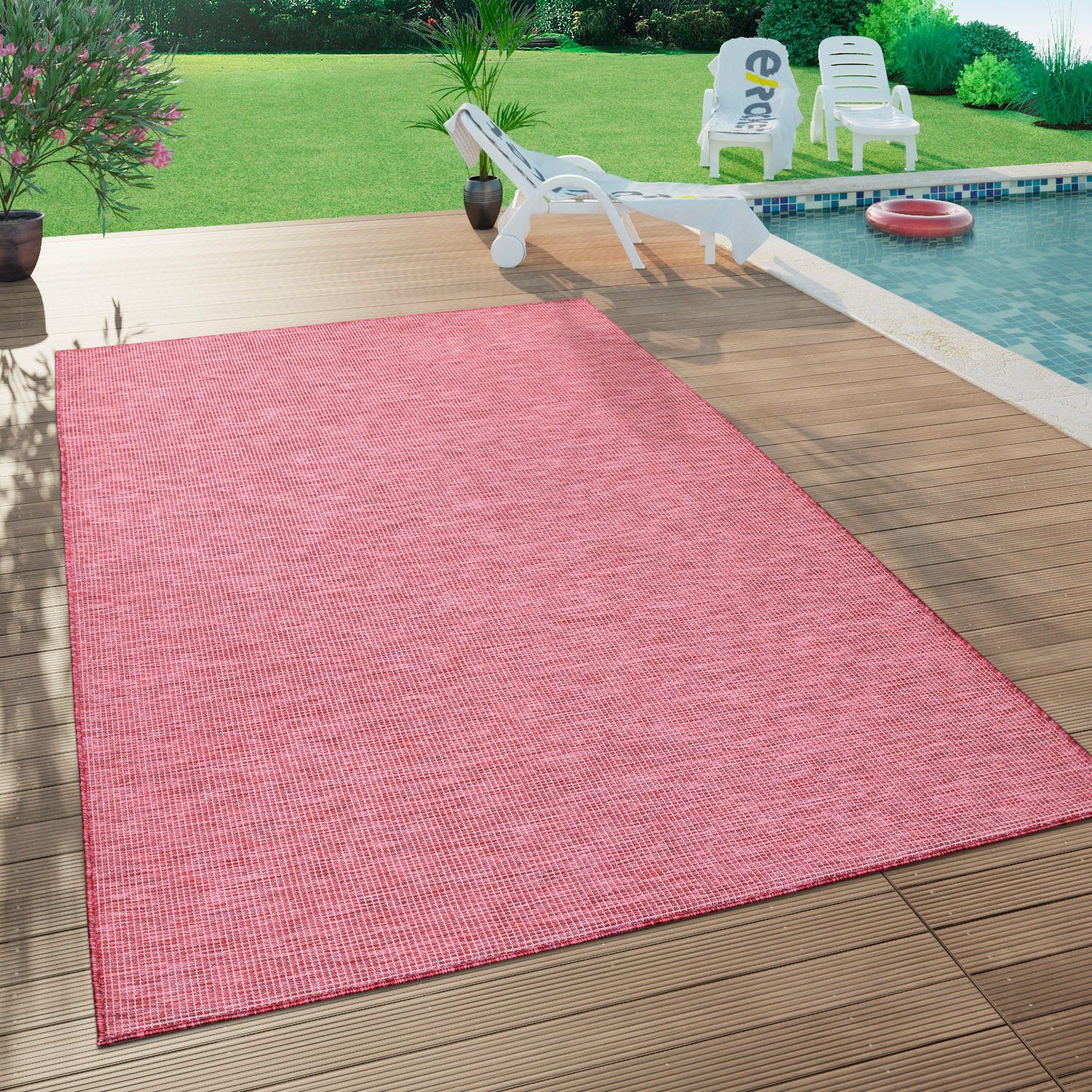 Paco 4 Teppich und mm, geeignet, Outdoor Höhe: Sonset, Flachgewebe, fuchsia Home, meliert, Wohnzimmer rechteckig, In-