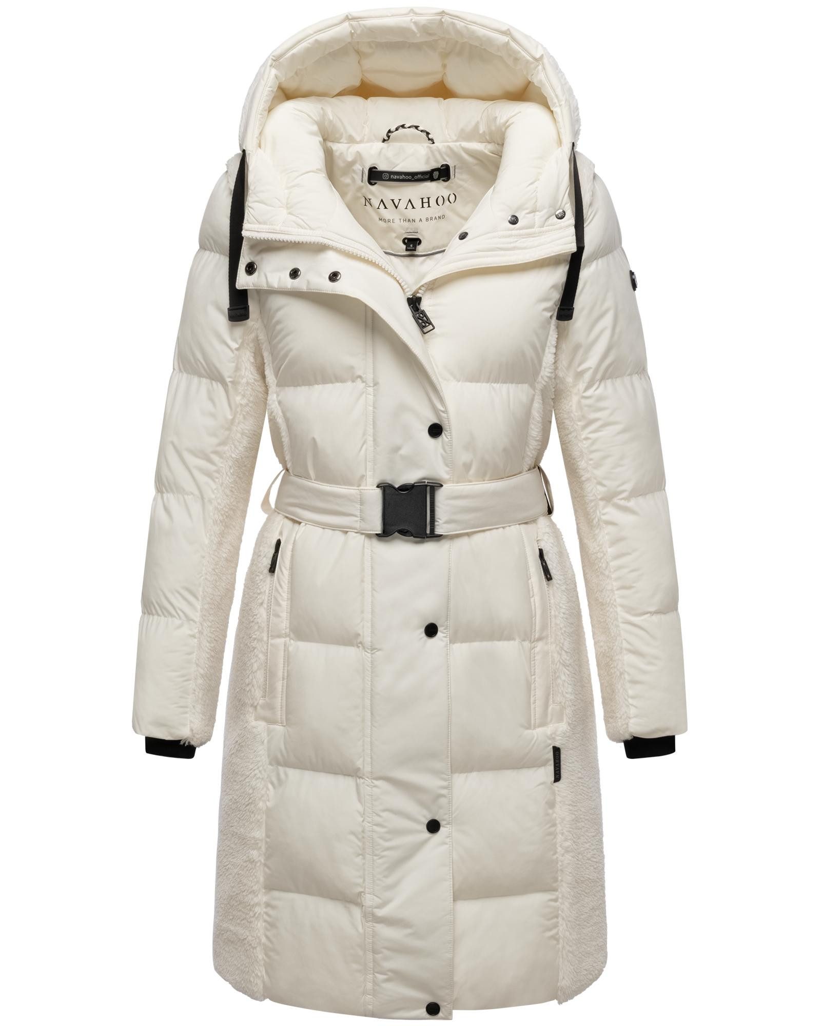 Navahoo Wintermantel Funkelteddy 14 Warmer Mantel mit Teddyplüsch-Akzenten und Taillengürtel