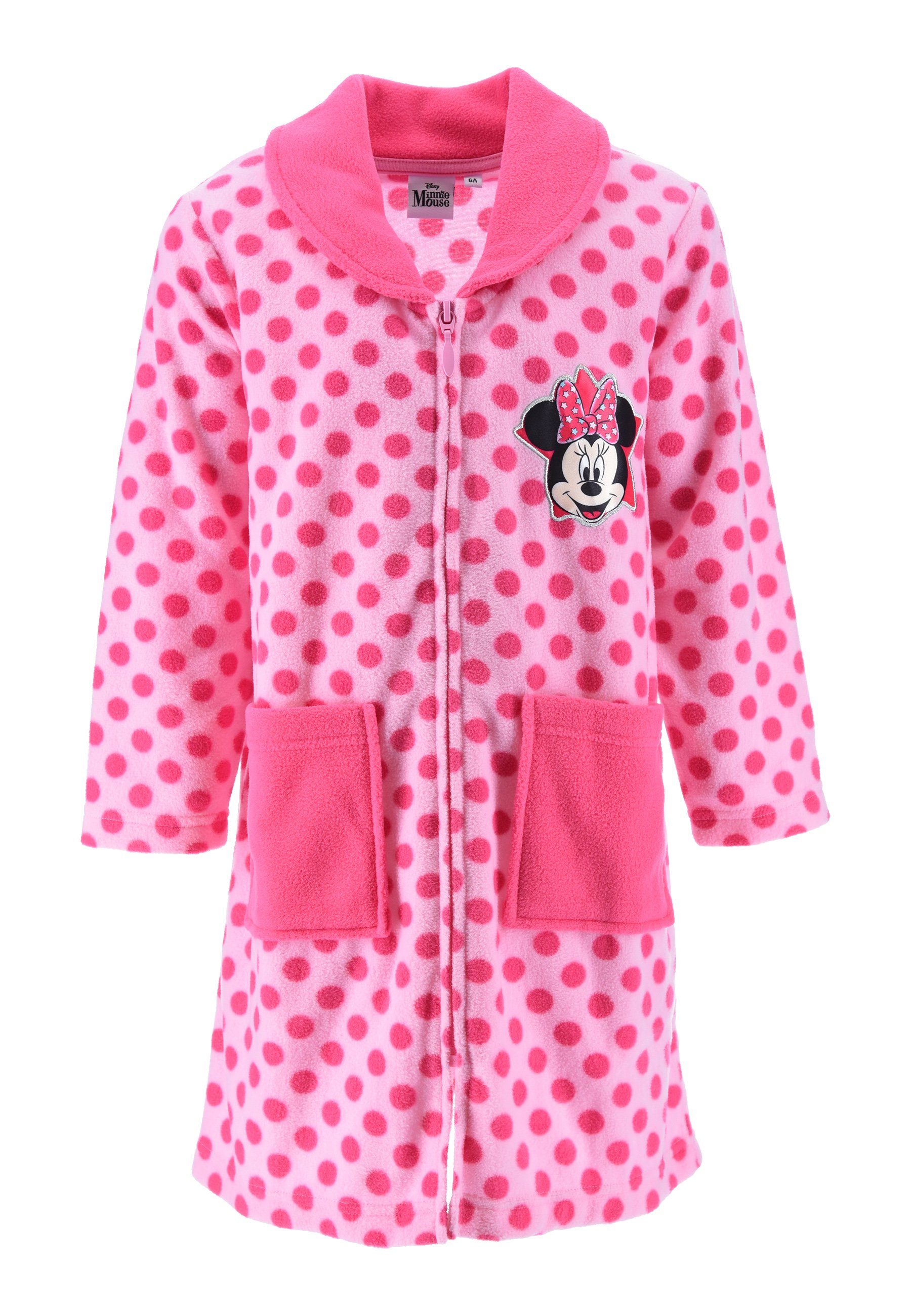 Neue Ware Disney Minnie Mouse mit Reißverschluss Kinderbademantel Bademantel Kinder Mädchen Morgenmantel