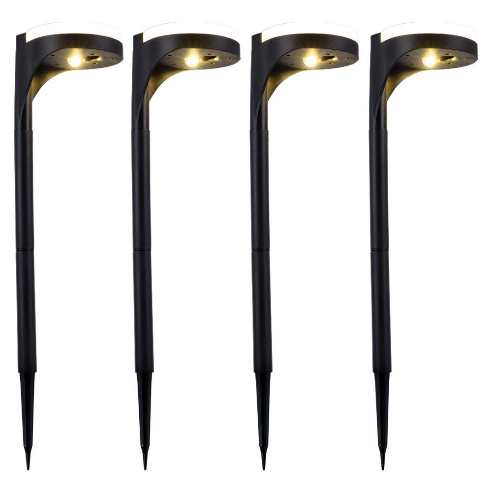 Expo Börse LED Solarleuchte, LED-Leuchtmittel fest verbaut, Warmweiß, Solarleuchte Außenlampe Steckleuchte LED Erdspieß schwarz Garten 4x