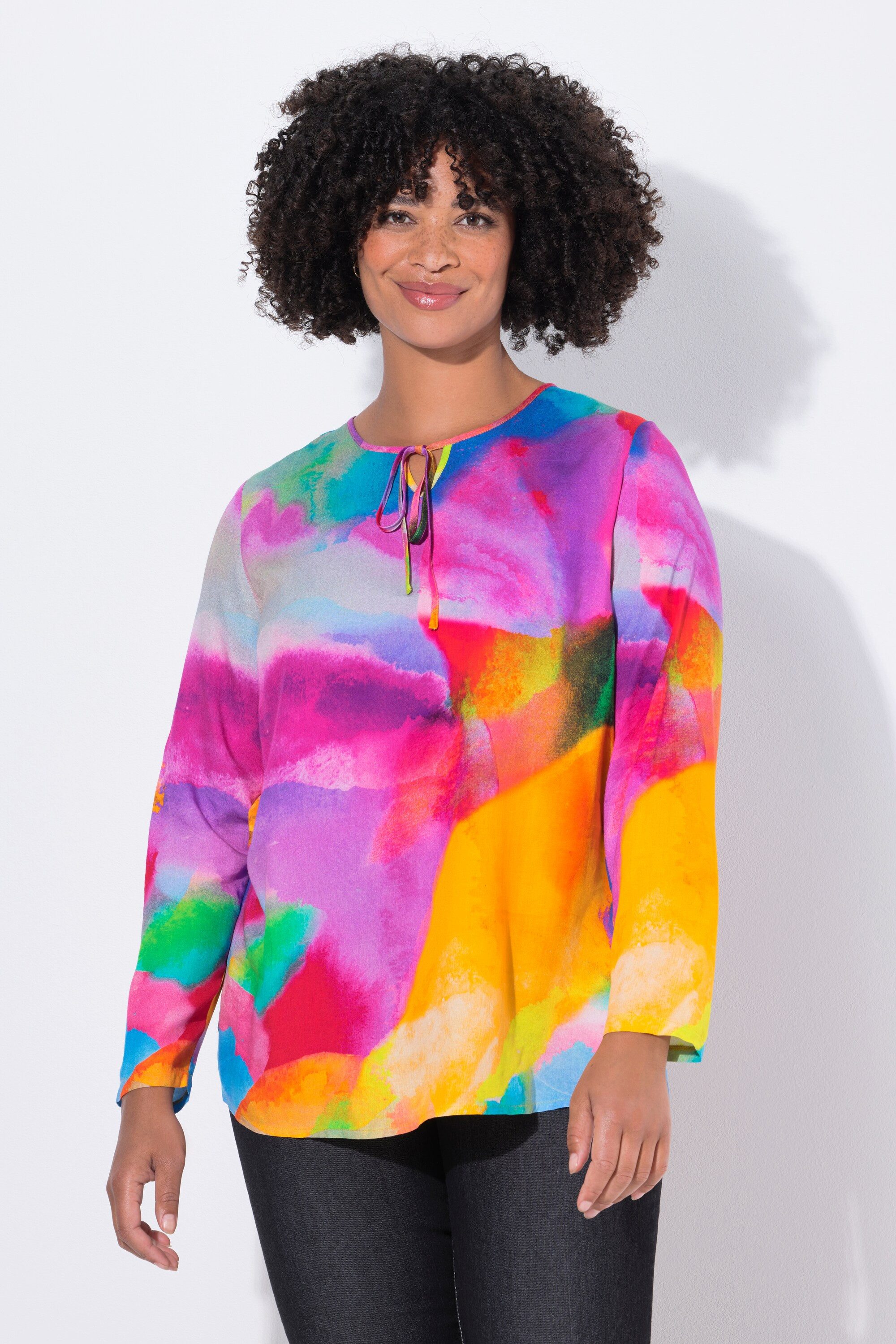 Angel of Style Tunika Tunika A-Linie Aquarellmuster Langarm günstig online kaufen