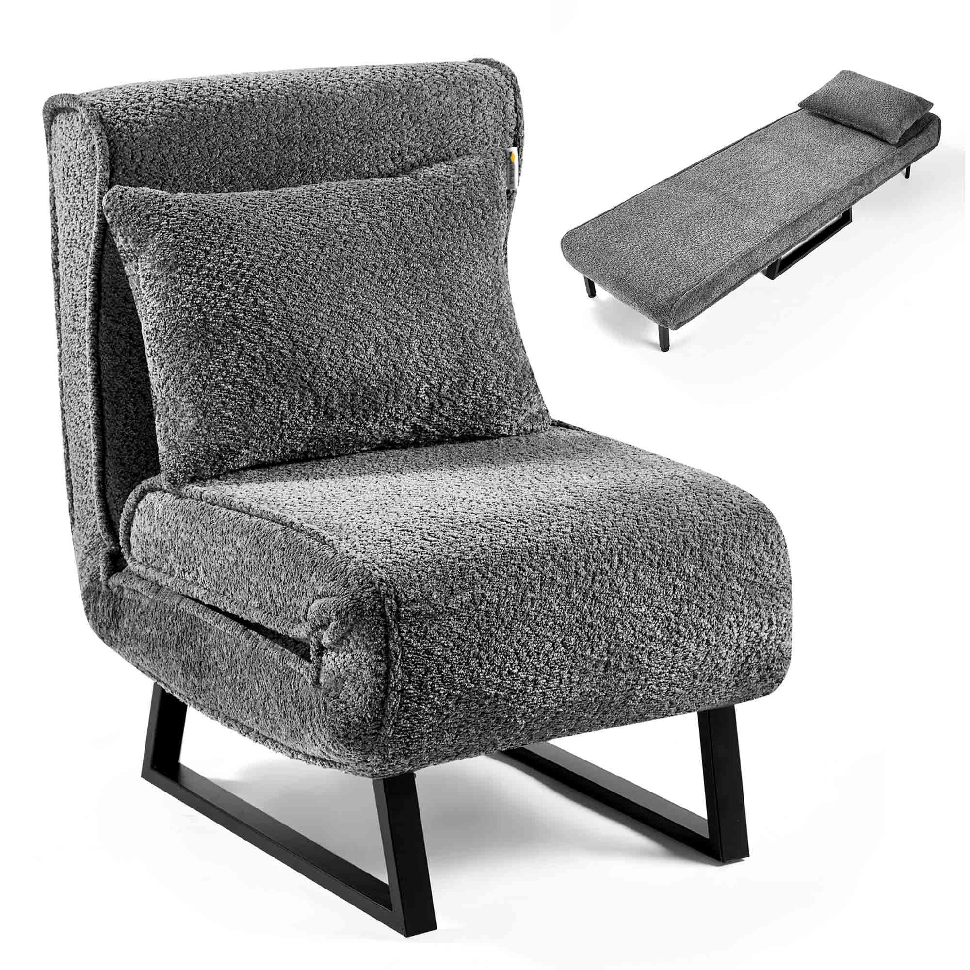 Makika Relaxliege Schlafsessel Schlafsofa Boucle Lea klappbar in Grau