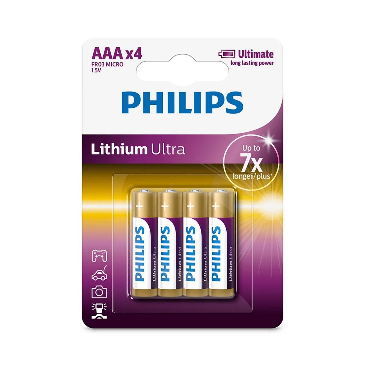 Philips Philips Lithium-Batterie AAA Ultra 4 Stück Phil-FR03LB4A/10 Verlängerungskabel
