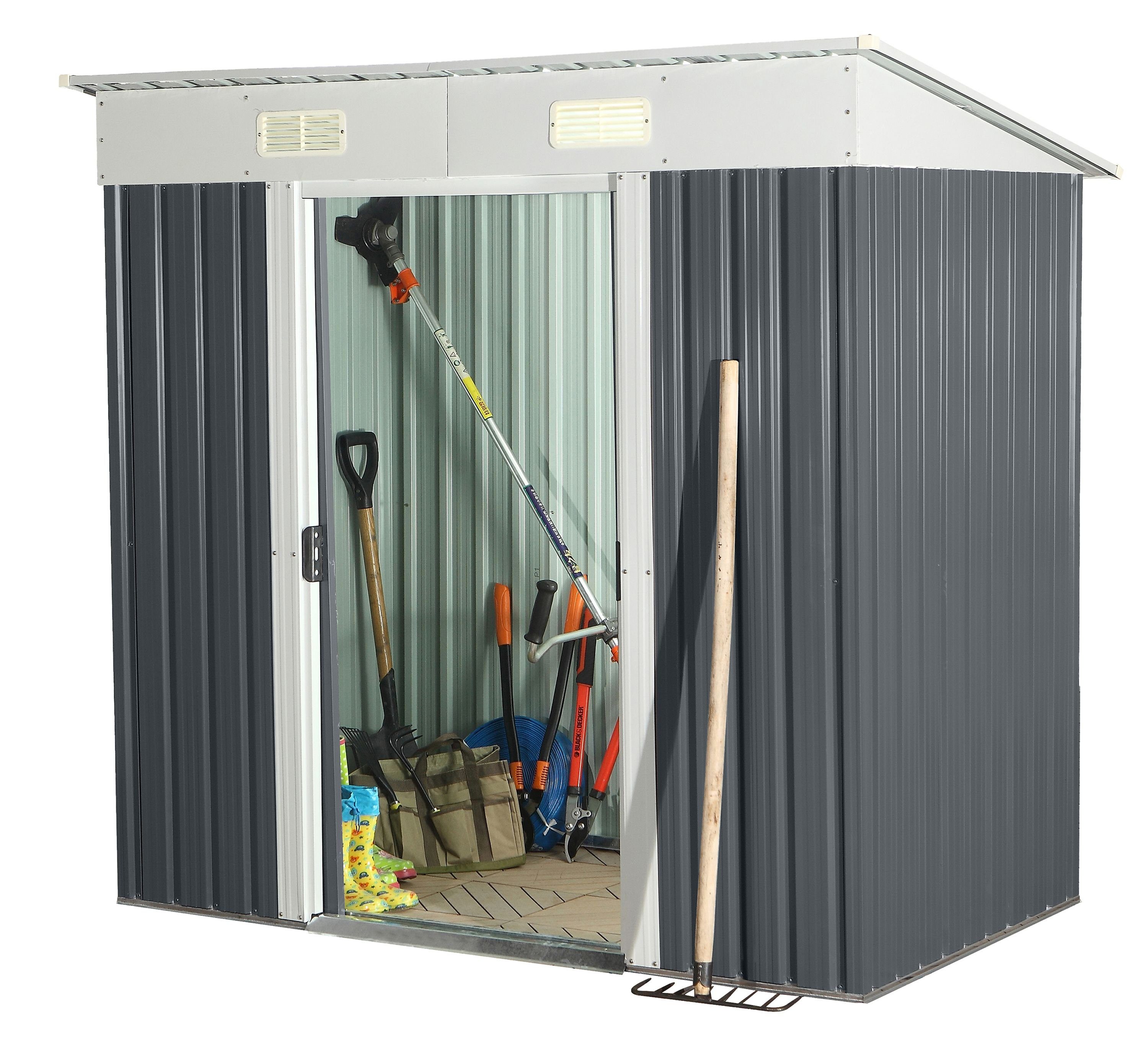 Aileenstore Gerätehaus Safe, BxT: 195x121 cm, (2 Belüftungsgitter, Schiebetüren)