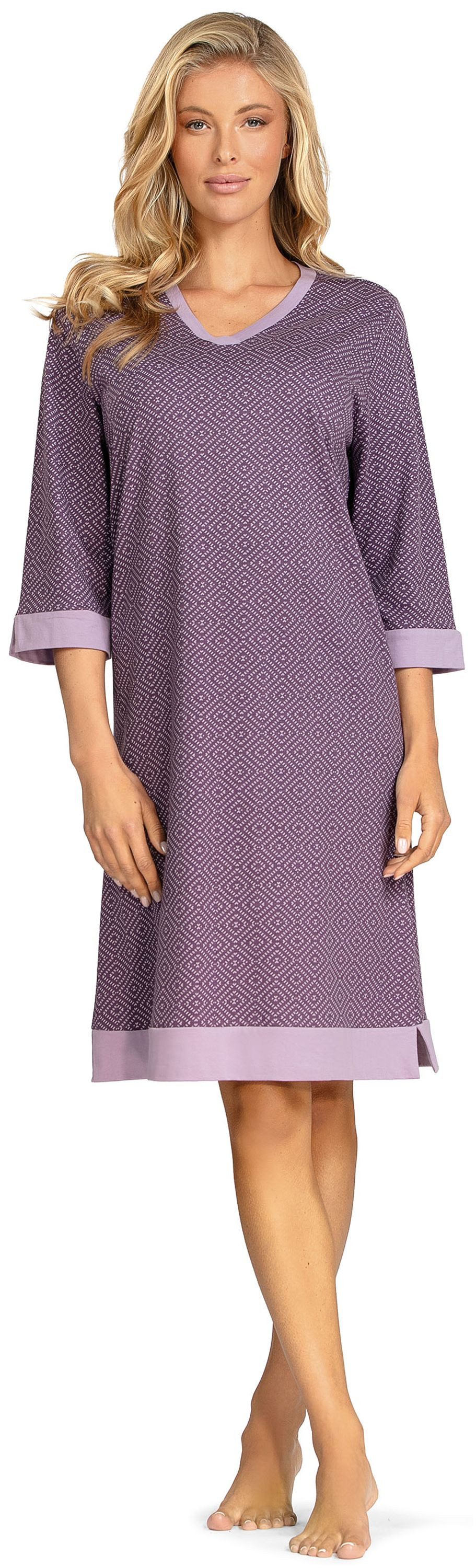 comtessa Nachthemd Mellow Luxe (Set, 1-tlg., 1-teilig) Damen Sleepshirt ca.100cm Schlafshirt Baumwolle 3/4 Arm große Größen