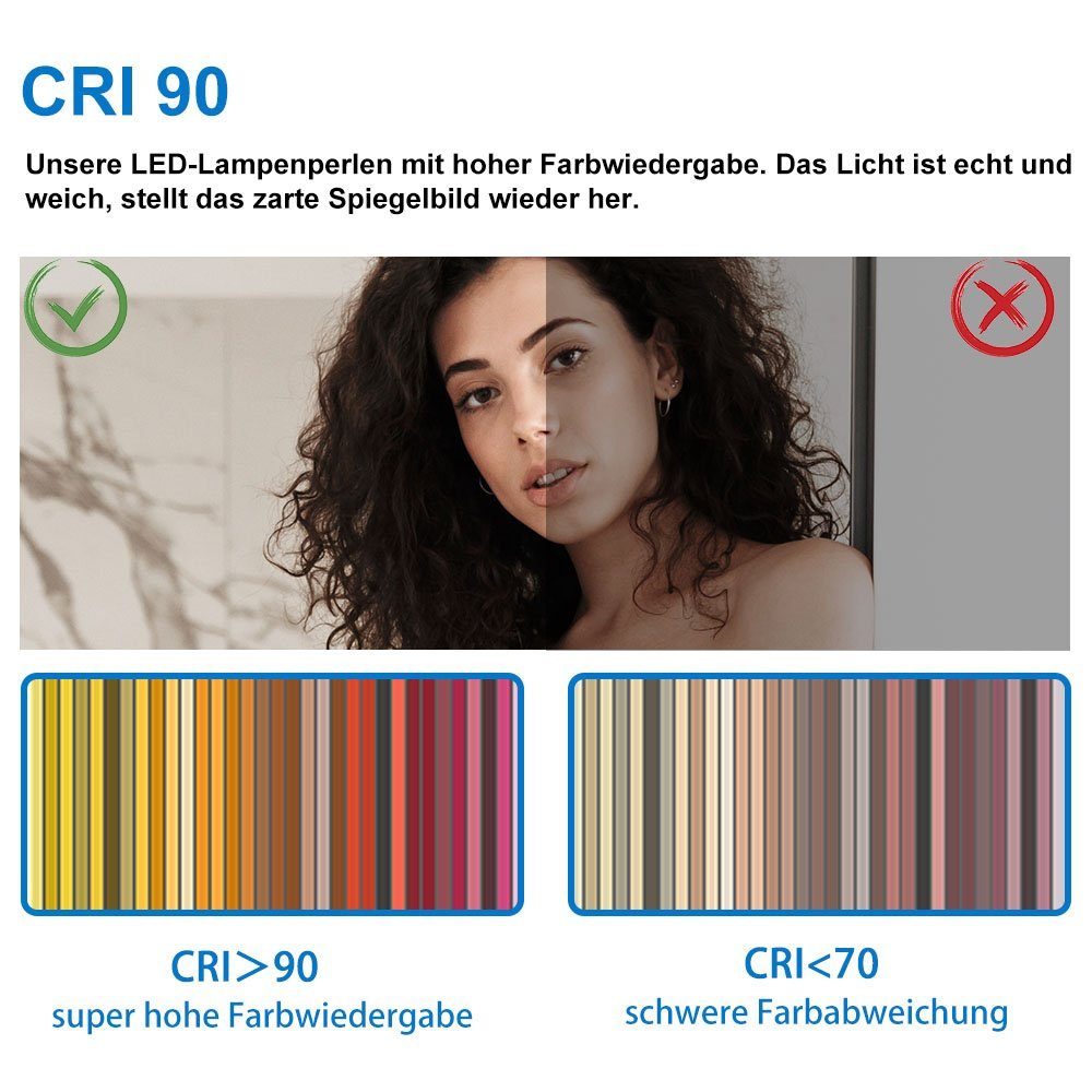 duschspa Badspiegel Wandspiegel Badezimmerspiegel mit LED Beleuchtung, LED Spiegel 100cm breit – Bild 5 von 5