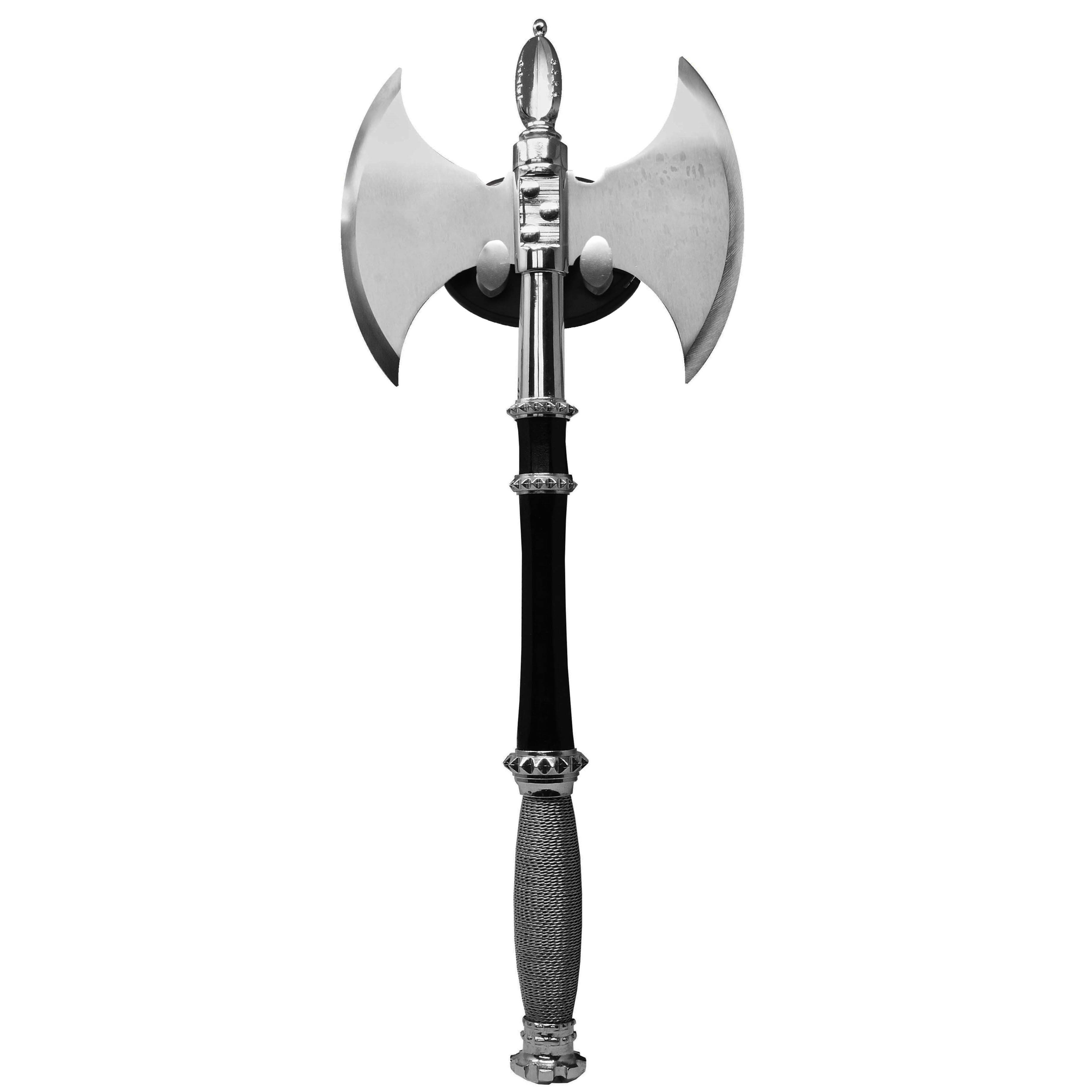 MystiCalls Spielzeug-Axt Deko Fantasy Doppelaxt mit Holzdisplay Kostüm Verkleidung Ritter, (2-tlg), Mit Holzdisplay zum an die Wand aufhängen