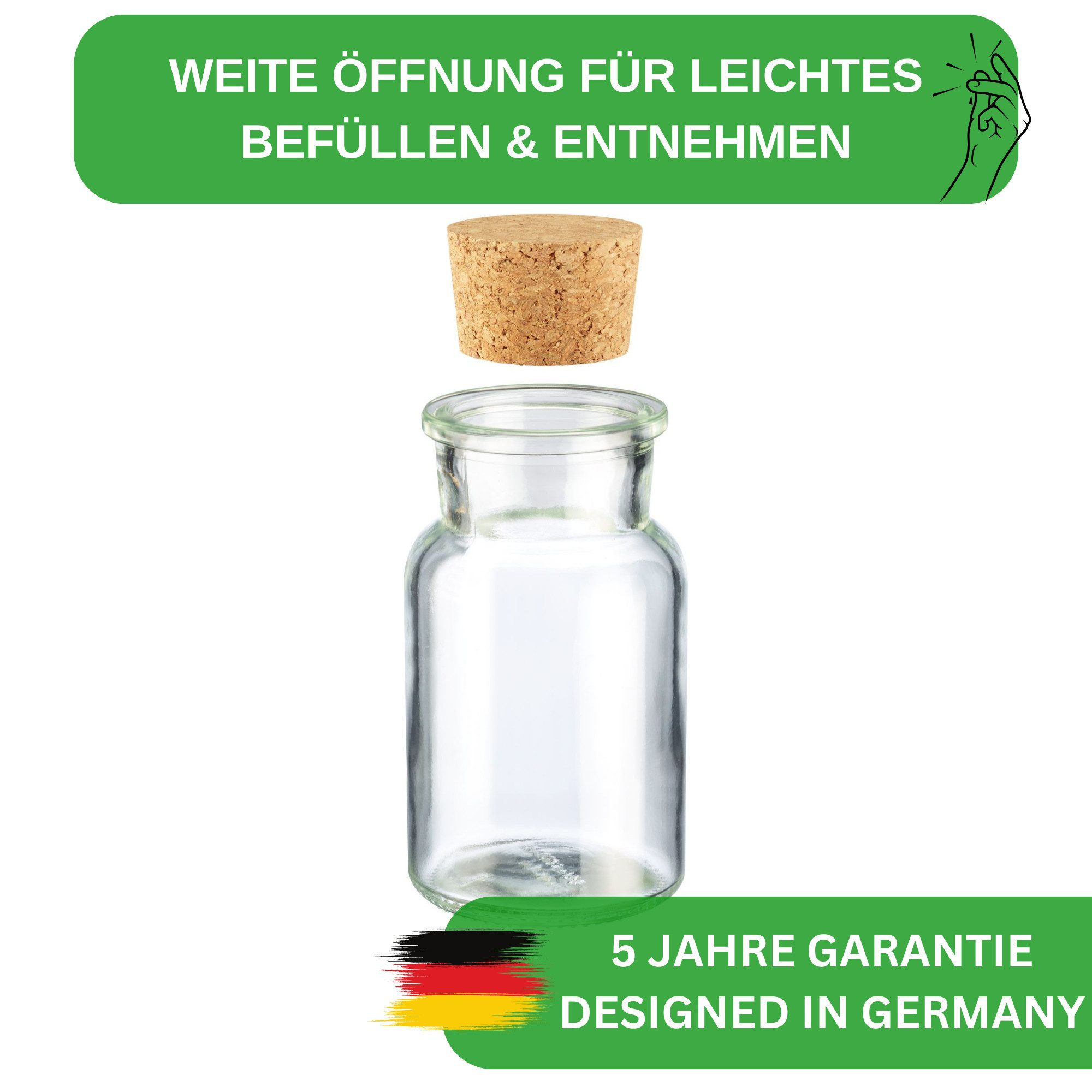 Thiru Gewürzbehälter Gewürzglas mit Korken 10 Stück - je 150 ml, mit Korken günstig online kaufen