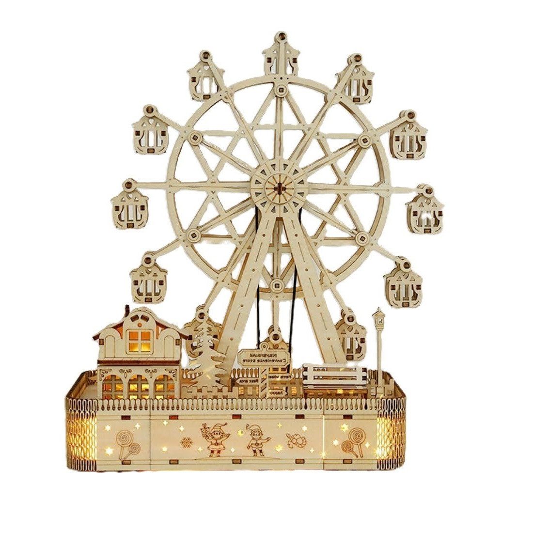 Novzep 3D-Puzzle 3D Holzpuzzle, DIY Riesenrad Spieluhr mit Zahnradantrieb, 183 teile, Puzzleteile