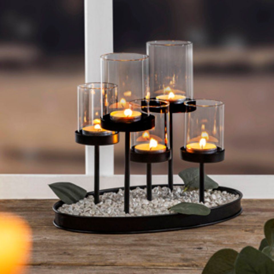 Haushalt International Kerzenhalter Kerzenhalter für 5 Kerzen ca. 25 x 15 x  20 cm (1 St)