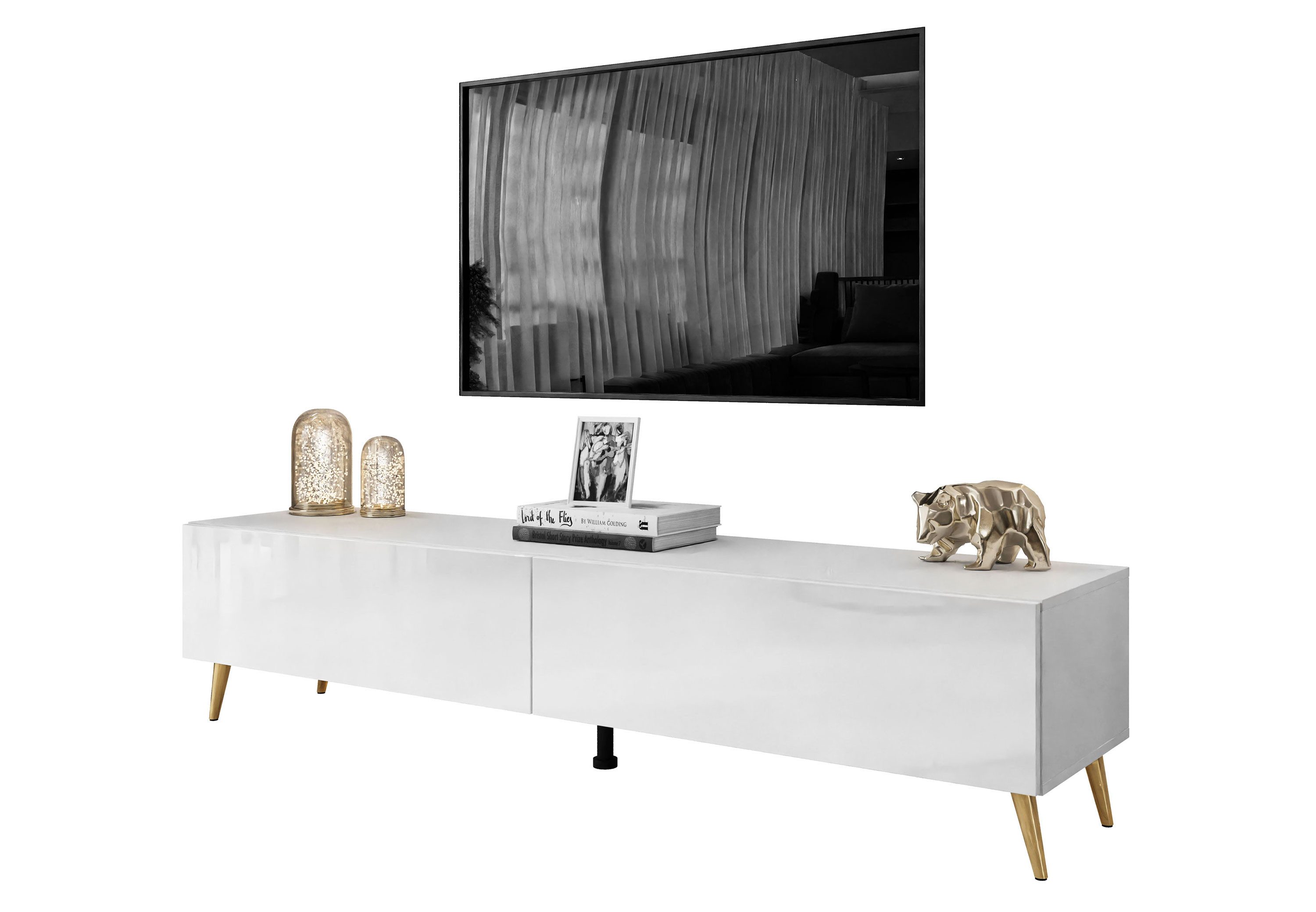 Lookway Lowboard COLETTE TV-Schrank mit Füße und LED Beleuchtung