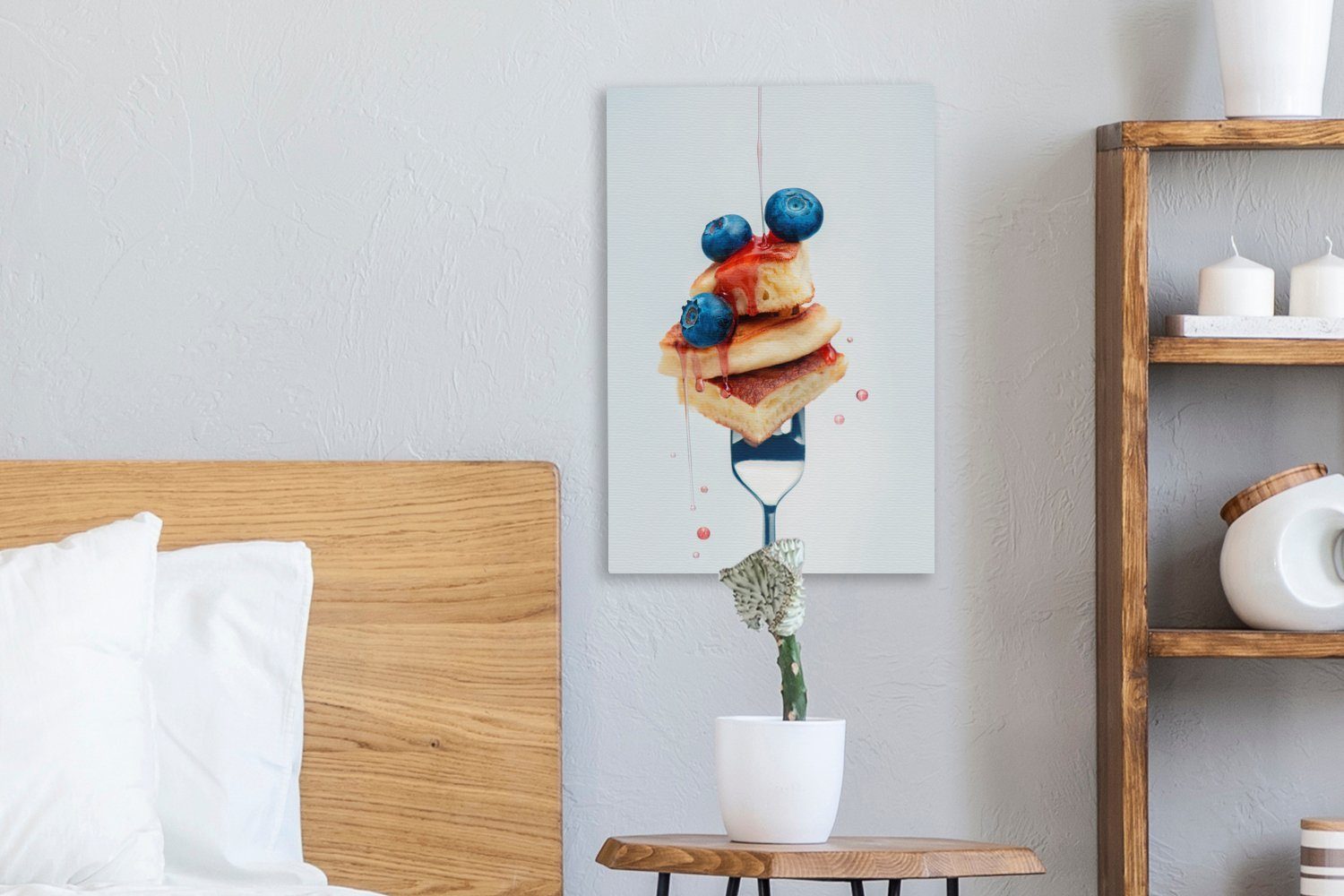St), Zackenaufhänger, (1 cm Frühstück Gabel, Leinwandbild in OneMillionCanvasses® Leinwandbild einer fertig Gemälde, 20x30 bespannt Nahaufnahme inkl. auf