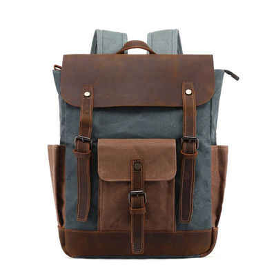 REDOM Laptoprucksack Rucksack Schulrucksack Lederrucksack Reiserucksack Schultertasche (Vintage Schultertasche Notebook Laptop Tasche Schule Uni Rucksack, Backpack mit Laptopfach, luxuriös, Echtleder, für bis 15,6-Zoll Laptop), für Herren Damen Jungen Teenager Freizeit Arbeit Business Reisen