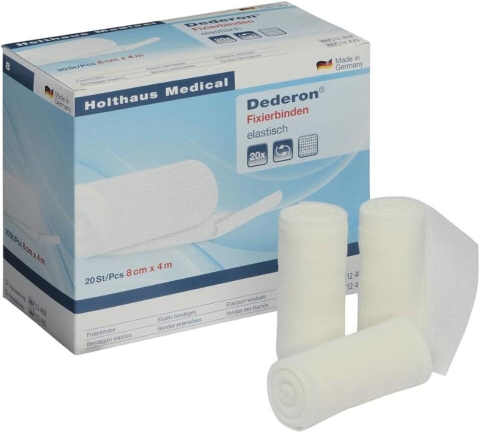 Holthaus Medical Binden Dederon Fixierbinden 4 m x 8 cm 20-fädig, lose (20 Stck), 1-St.