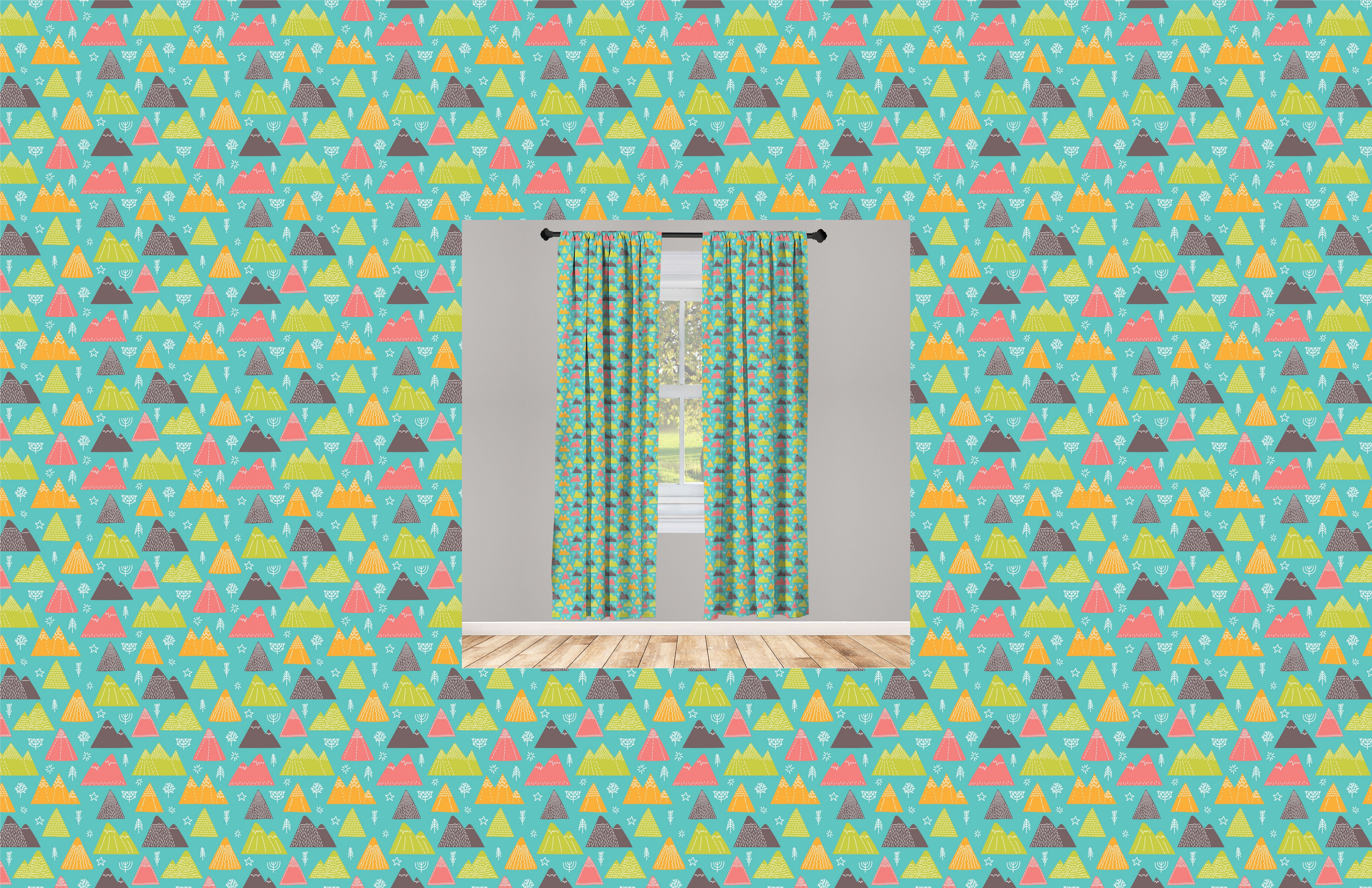 Berg Vorhang Grafik Skizze Microfaser, des Elements Abakuhaus, für Wohnzimmer Schlafzimmer Dekor, Gardine