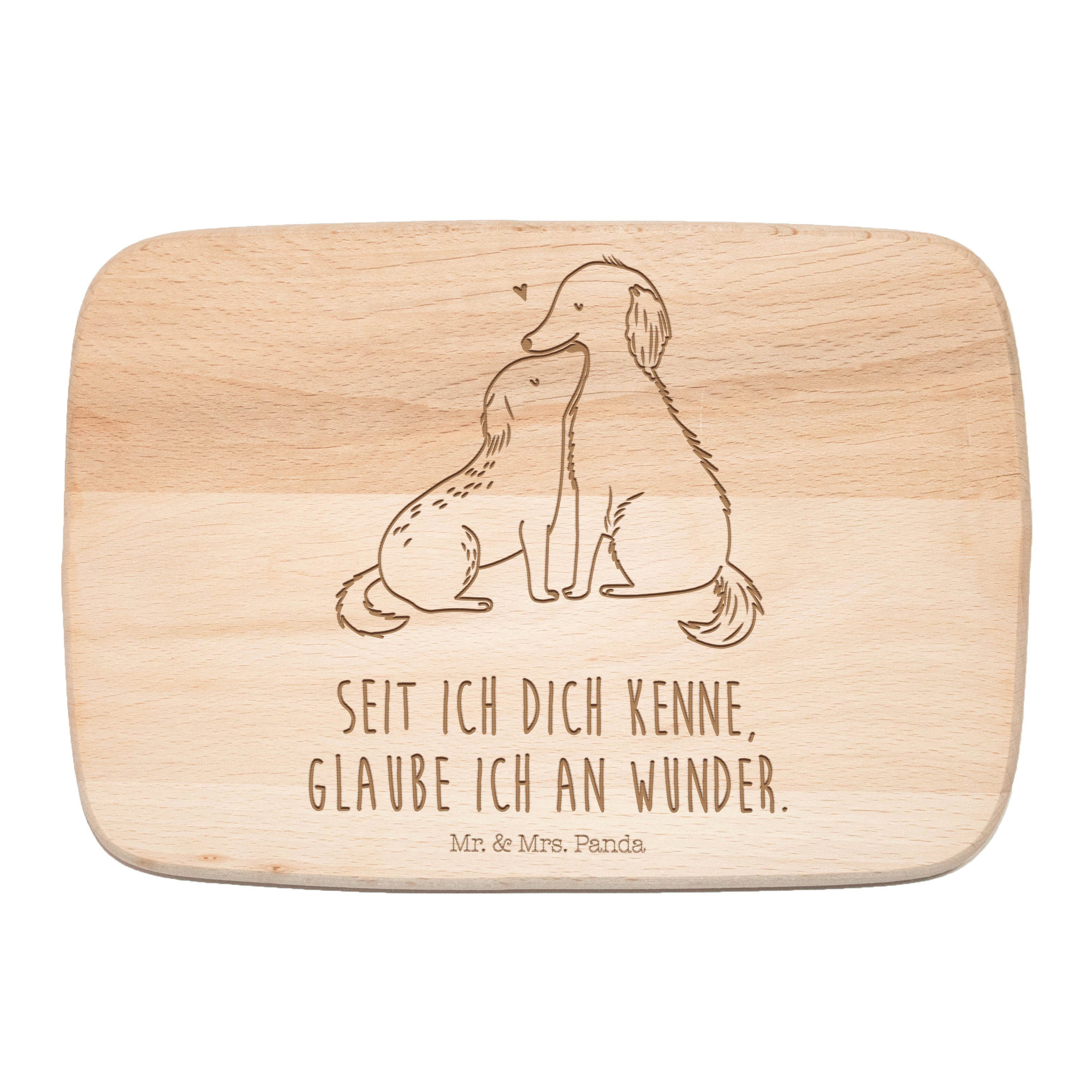 Mr. & Mrs. Panda Frühstücksbrett Hunde Liebe - Transparent - Geschenk, Sprüche, Hund. Hunde, Herz, Frü, FSC Buchenholz, (1-St)