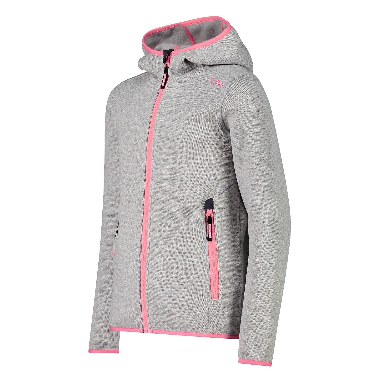 Kid Kapuze Jacket light / Kapuzenstrickjacke Fix mit Hood 05XP grey CMP pink G