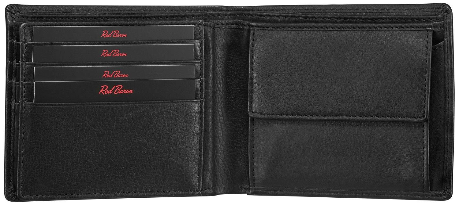 Baron Red Kreditkartenfächer, Netzfach, Münzfach mit Druckknopf Geldbörse RB-WT-006-01,