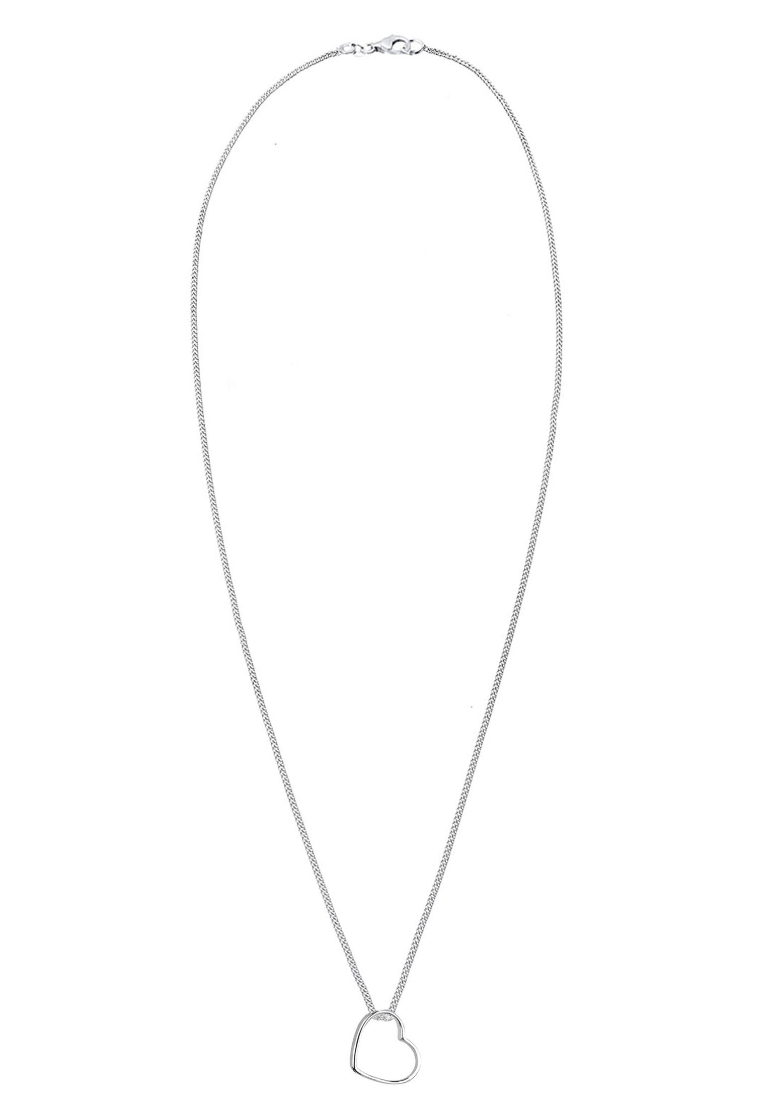 Sterling Herz-Form Elli mit Kette 925 Silber, Herz Filigran Umriss Anhänger