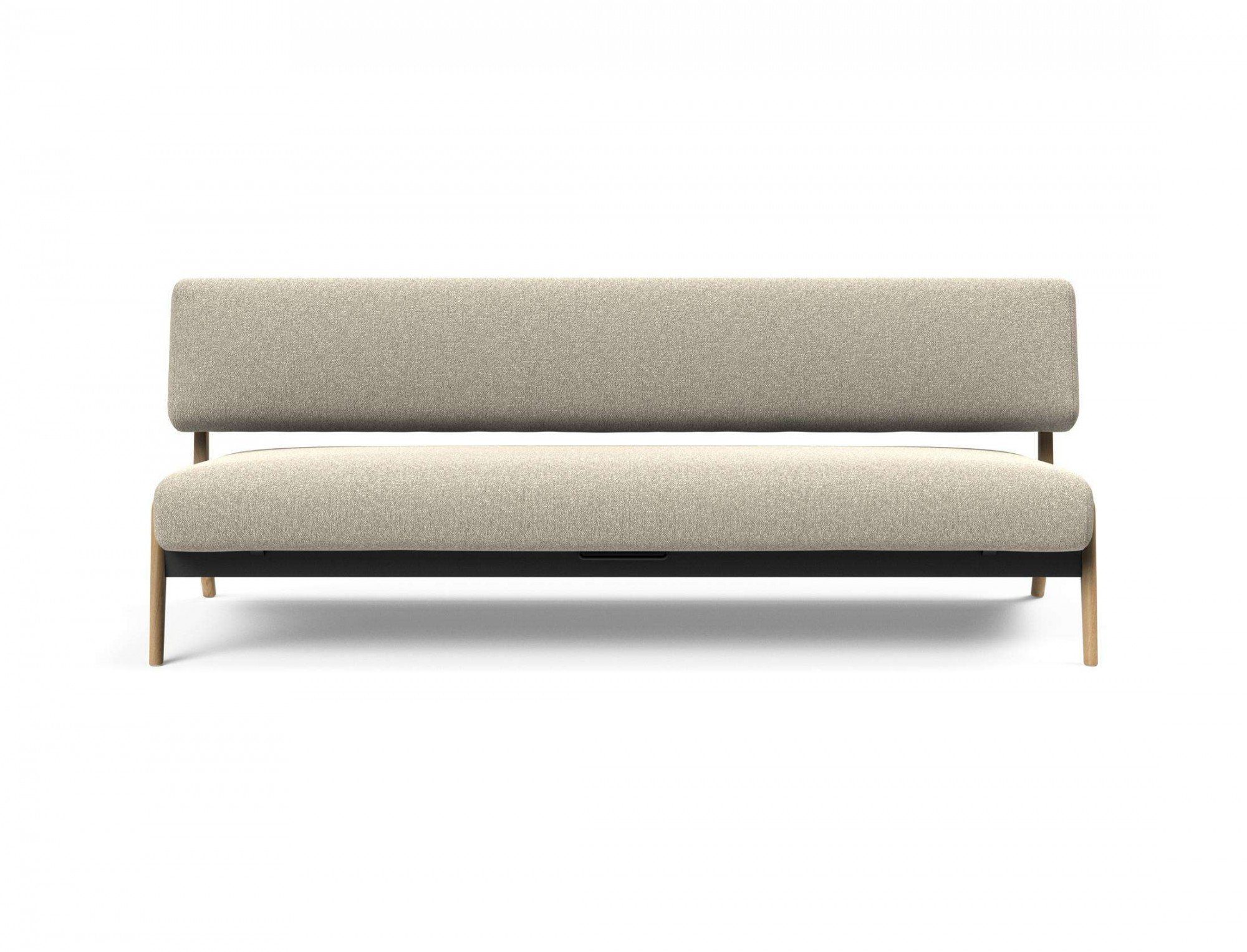 INNOVATION LIVING ™ 3-Sitzer Nolis Schlafsofa, Schlaffunktion, Couch, Bettsofa, Gästebett, große einheitliche Siztfläche, Eiche massivholz, Beige