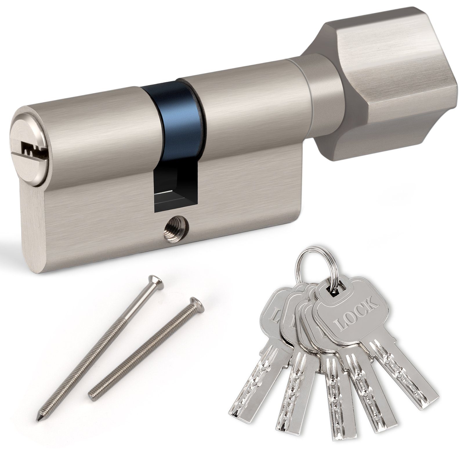 Schließzylinder 5 Befestigungsschrauben) + Stück Stück Schlüssel 2 mit Schlüssel, Einzelner 1-St., Schließzylinder offener (Set, Homewit