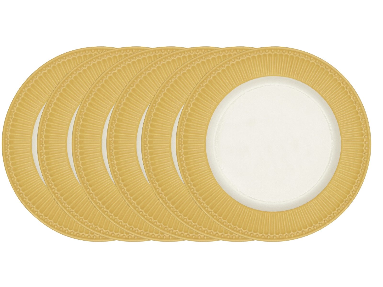 Greengate Teller-Set Alice Speiseteller honey mustard 26,5 cm Set6, Steinzeug