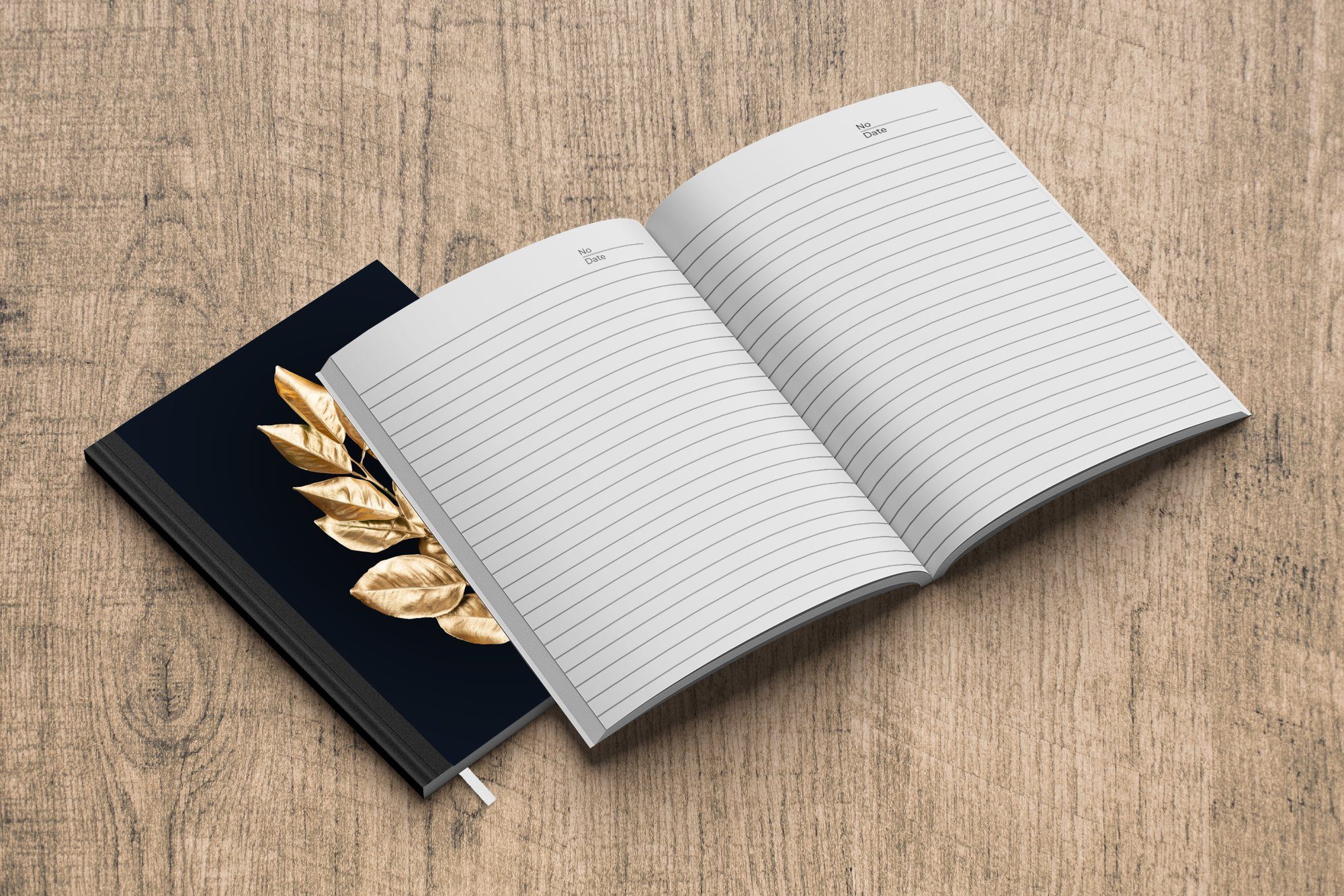 MuchoWow Notizbuch Blätter - Gold - Merkzettel, Haushaltsbuch Luxus, Tagebuch, Journal, Seiten, Notizheft, 98 A5