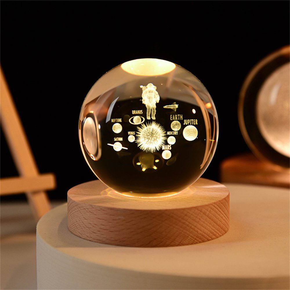 DAYUT LED Nachtlicht 6cm 3d Kristall kugel Kristall planet Nachtlicht Desktop Dekoration Astronaut