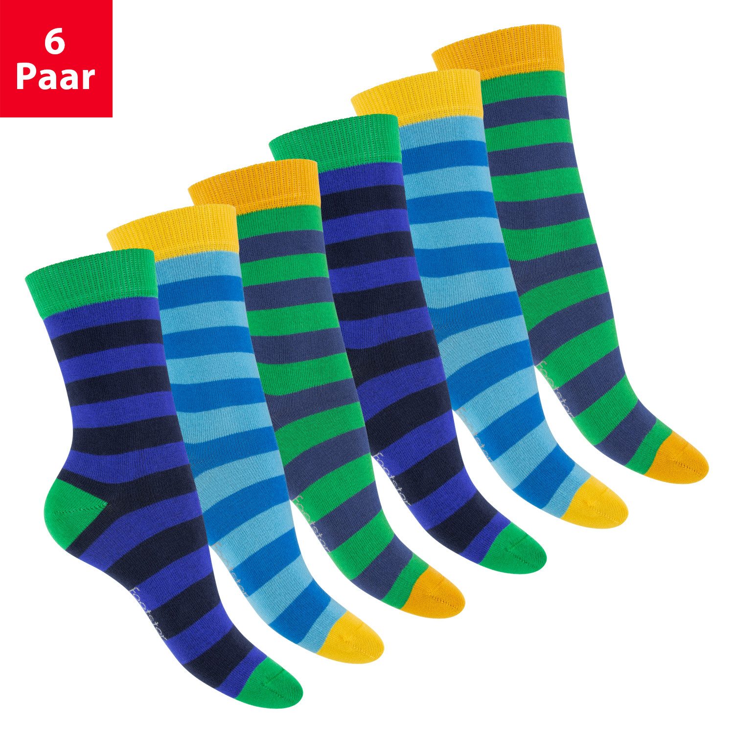 Footstar Socken Damen & Herren Ringel Socken (6 Paar)