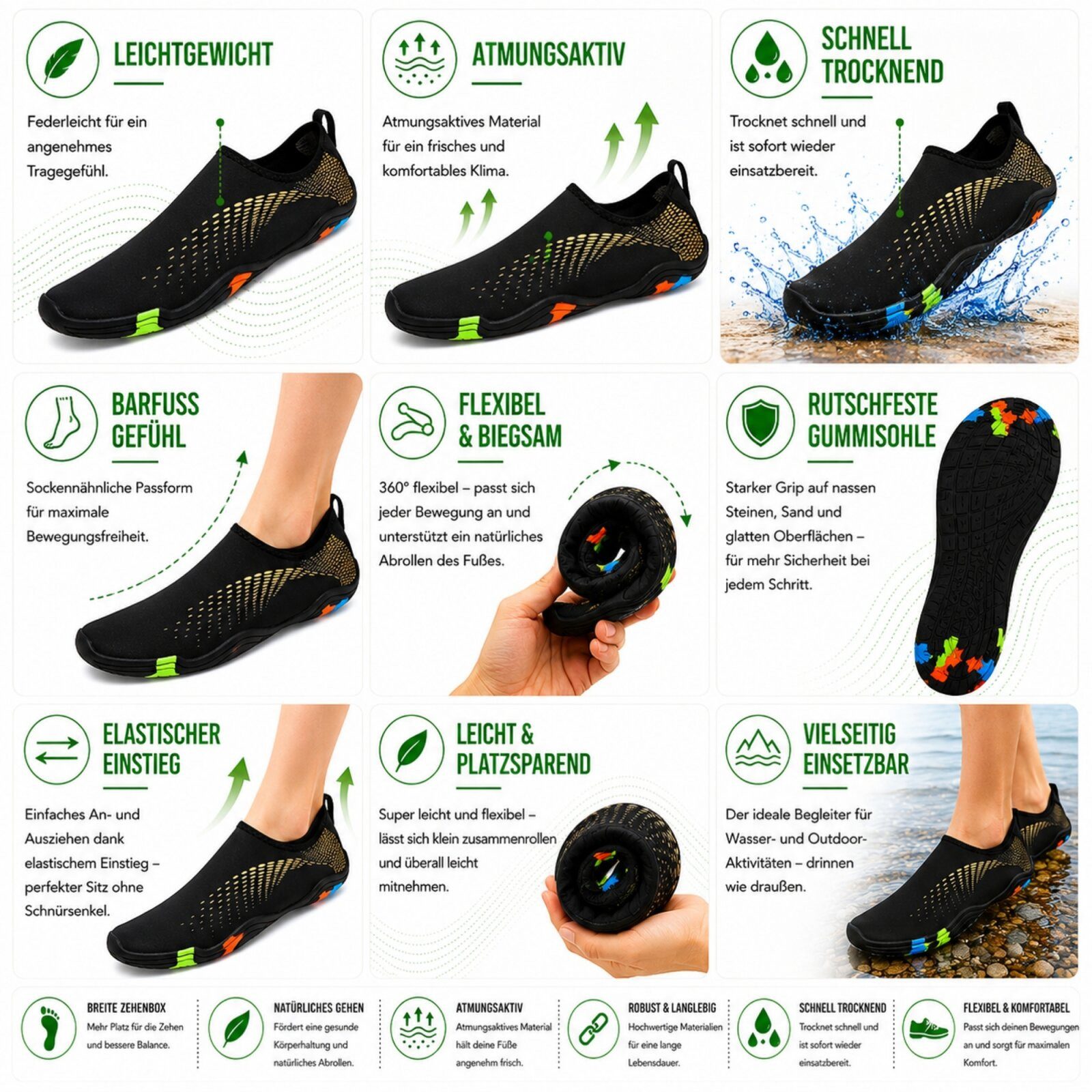 DOTALES Aquaflex Barfuß-Wasserschuhe, Badeschuhe Damen & Herren Aquaschuh Minimalschuhe