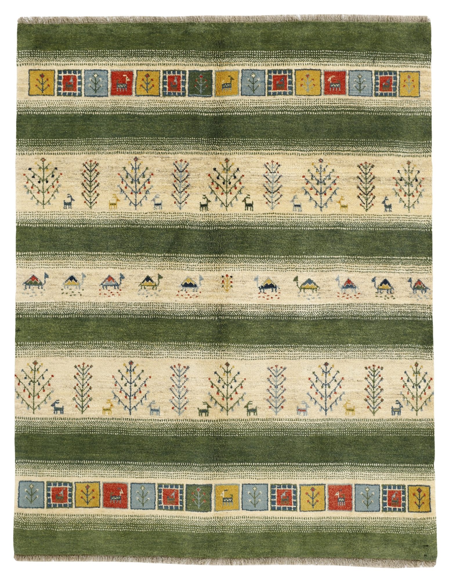 Wohnando Teppich MY-RUG Perserteppich Gabbeh Baummuster 203x156cm, Rechteckig, Höhe: 20 mm, Handgeknüpfter Teppich,Handgesponnene Wolle, mit Naturfarben gegärbt