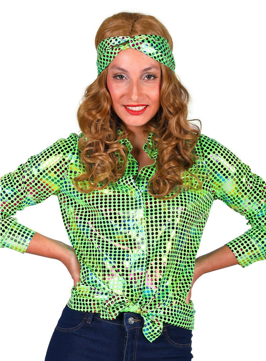 thetru Kostüm Discobluse grün, Diese 70er Jahre Bluse macht jeder Discokuge günstig online kaufen
