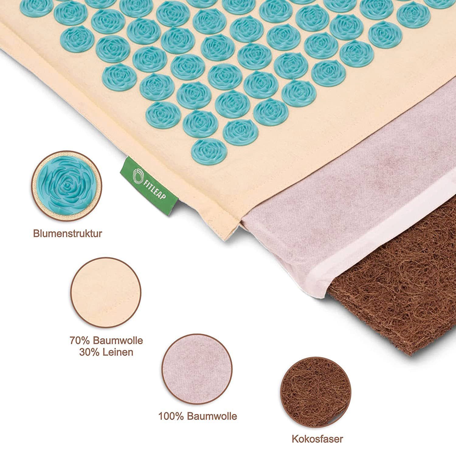 Fitleap Akupressurmatte Set mit Kissen + Tasche, Massage-Matte zur wohltuenden Entspannung un…