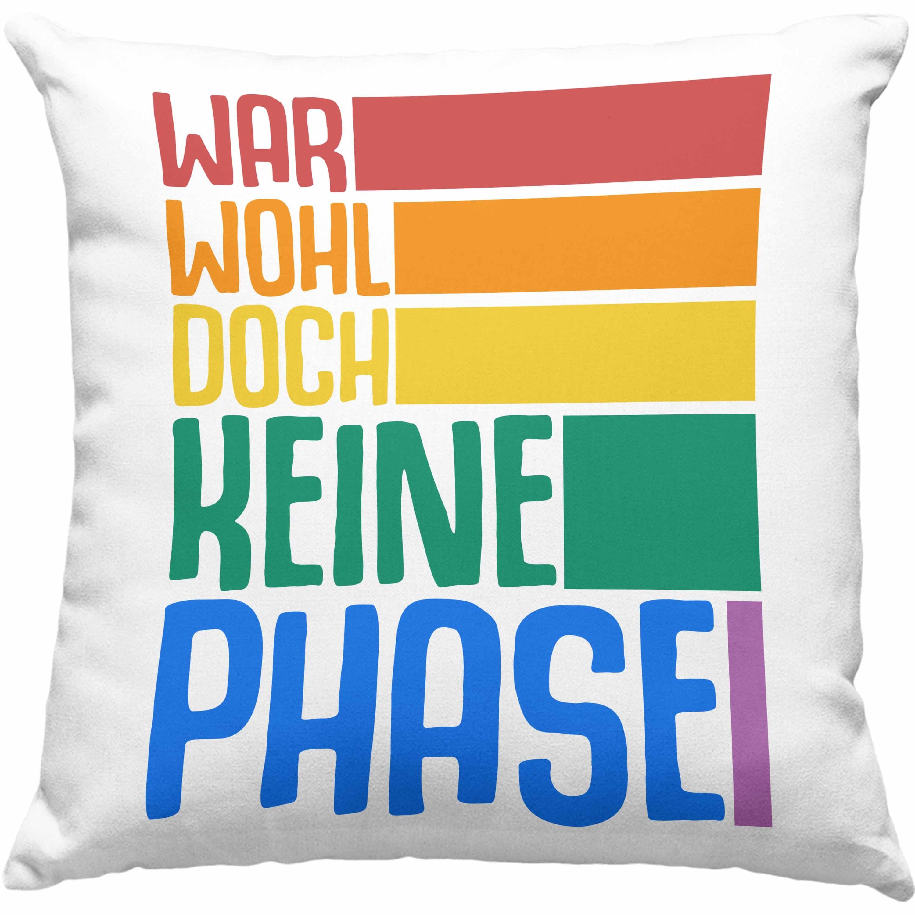 Trendation Dekokissen Trendation - LGBT Kissen Geschenk für Schwule Lesben Transgender Regenbogen Lustige Grafik Regenbogen War Wohl Doch Keine Phase Dekokissen mit Füllung 40x40 Rosa | Dekokissen