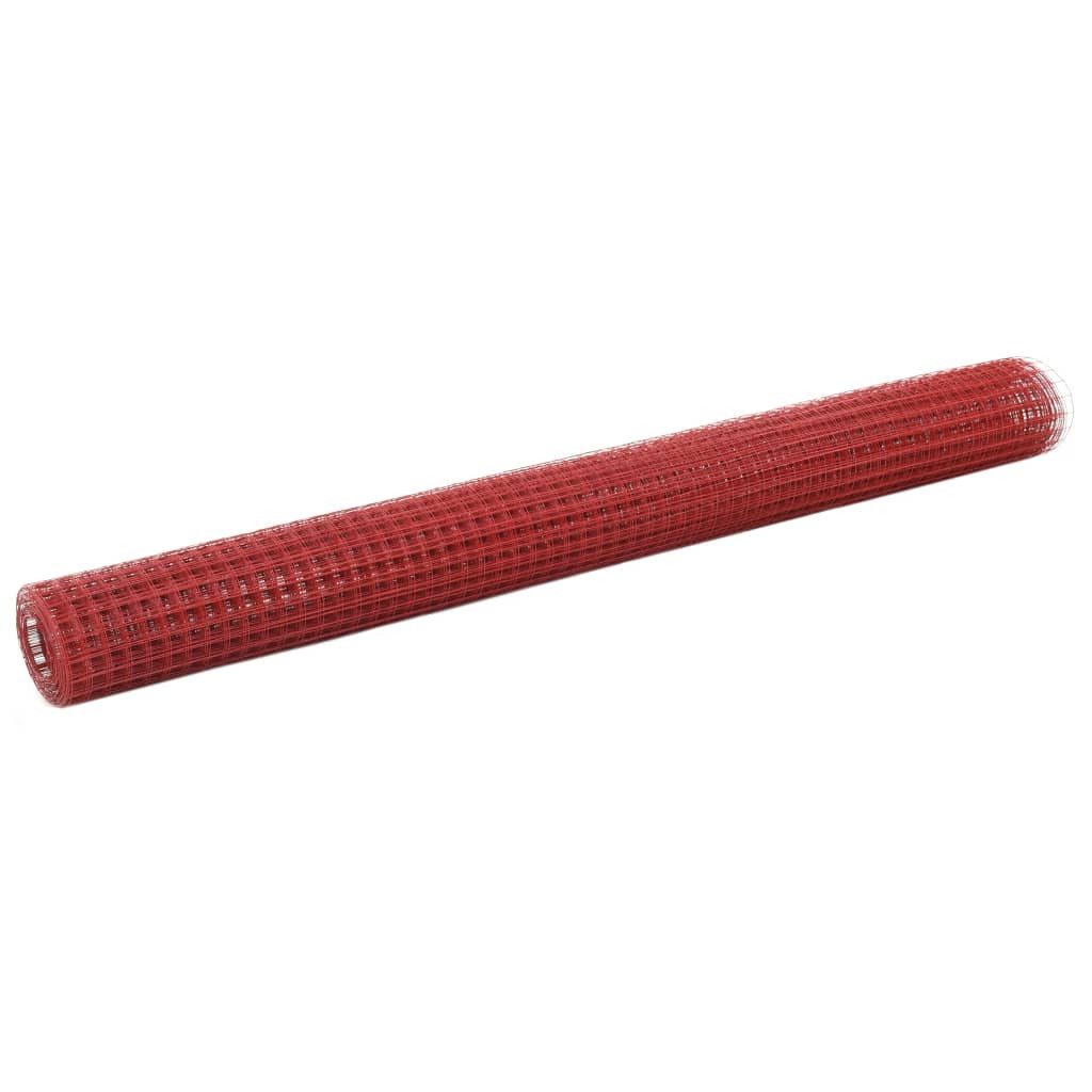 Thumbnail - vidaXL Maschendrahtzaun, Drahtzaun Stahl mit PVC-Beschichtung 25x1,5 m Rot