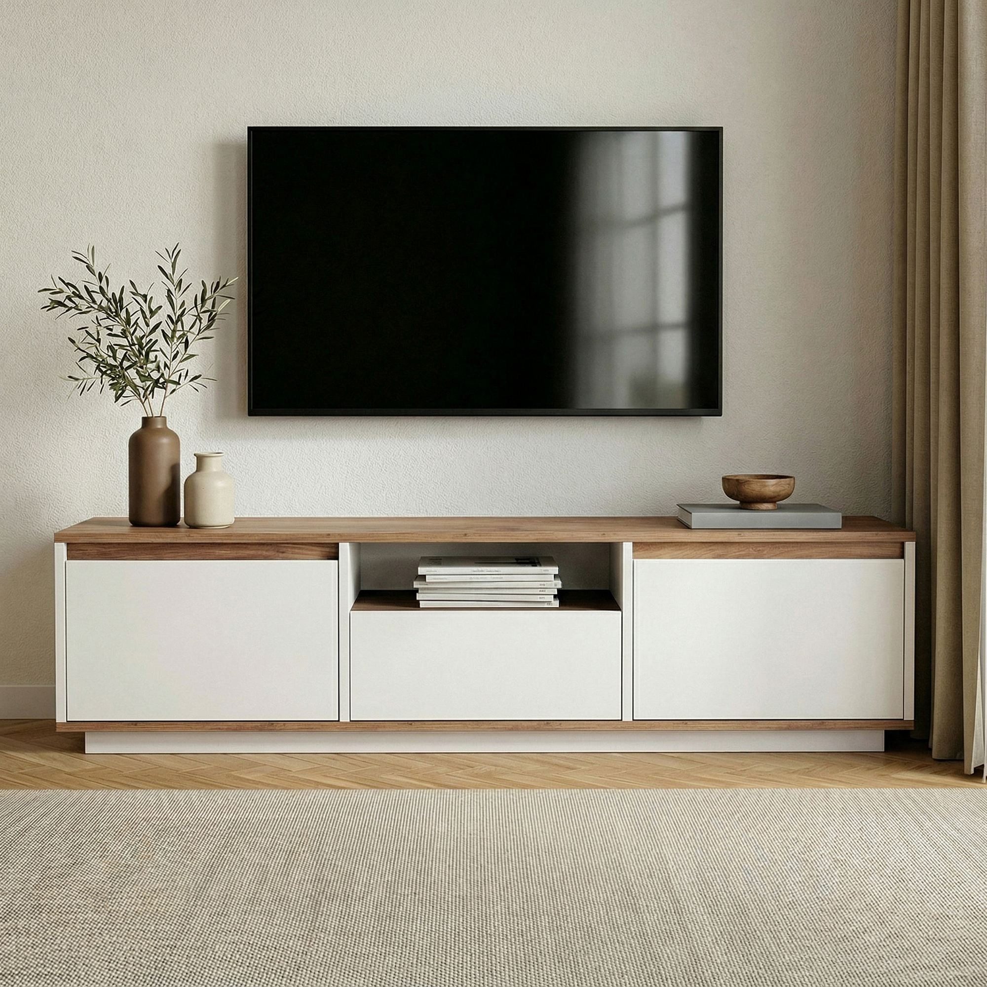 Skye Decor Sideboard Nordure Sentinel (Packung, 1 St., 1 TV Board), Japandi Design,Breite 160 cm, griffloses Design mit Stauraum