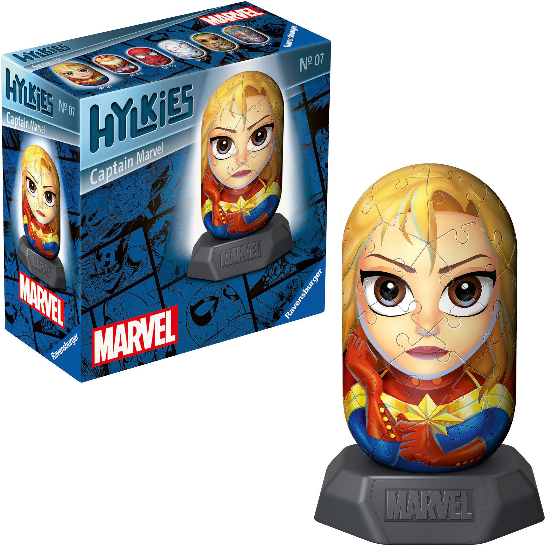 Ravensburger 3D пазлы Marvel Heroes, Hylkies Sammelfigur #07 Captain Marvel, 54 Пазлыteile, Made in Europe