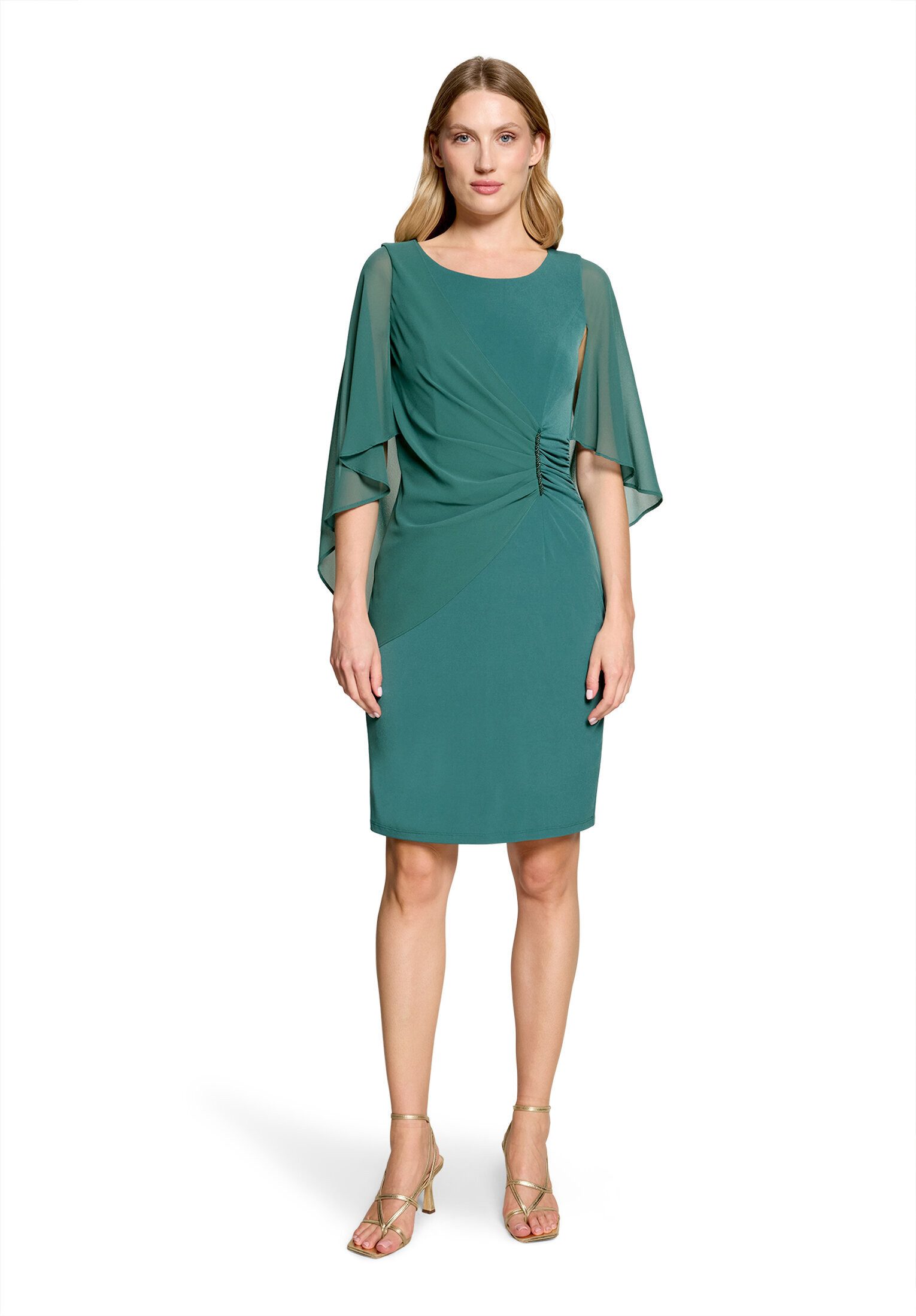 Vera Mont Cocktailkleid Damen mit Raffung Materialmix