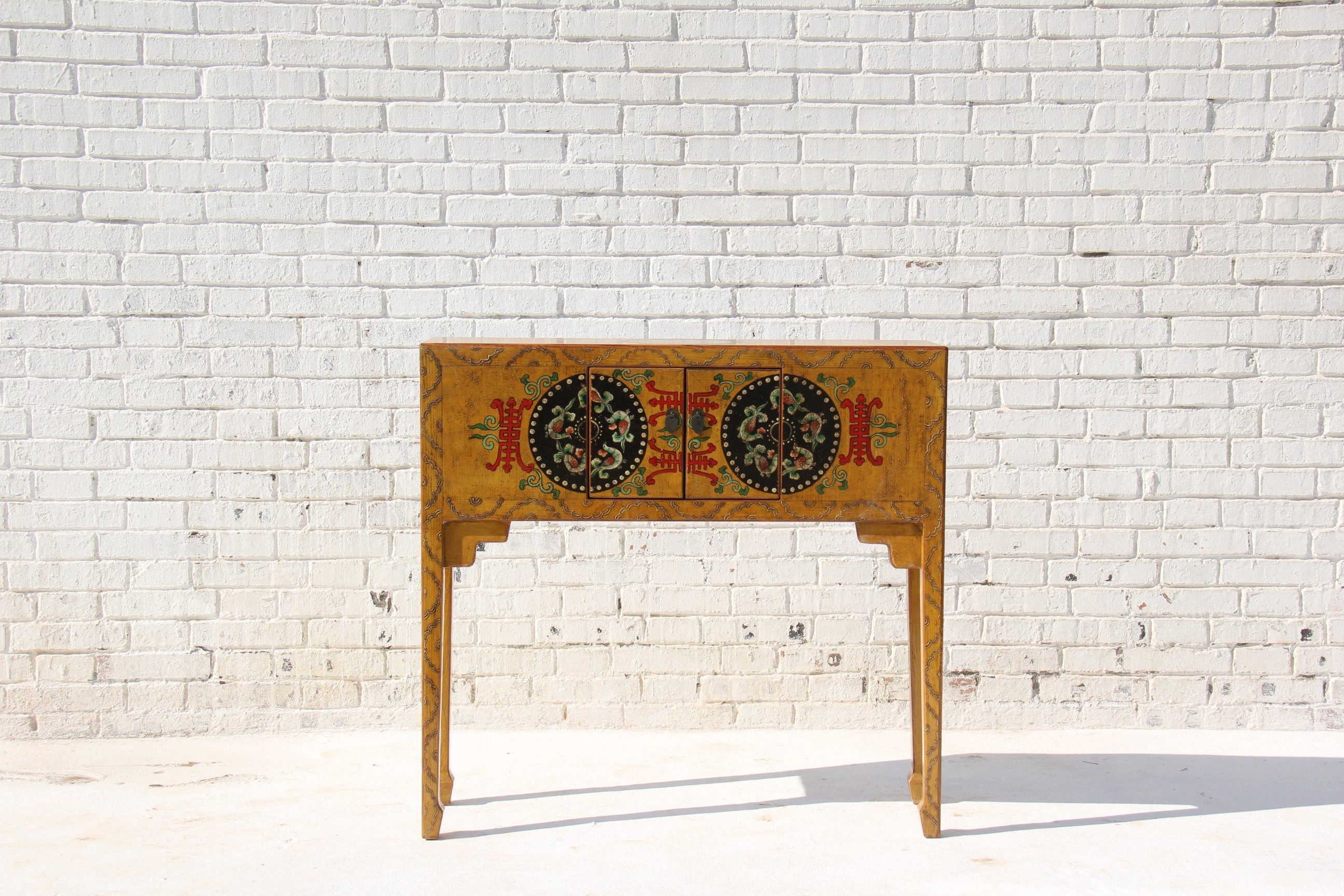 Luxury-Park-Direct Kommode Asia Kommode aus Massivholz mit tibetanischen Details veredelt