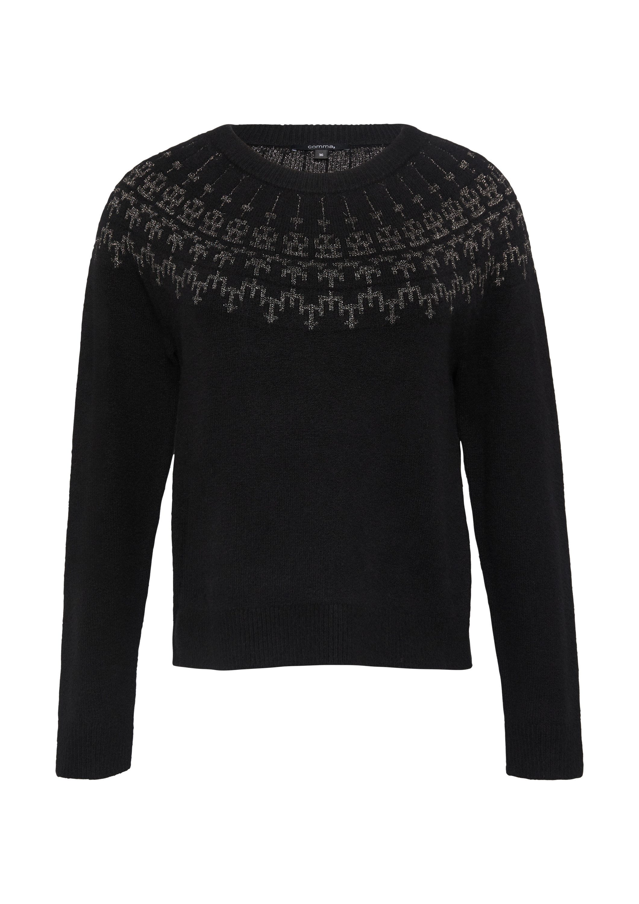 comma Longpullover Strickpullover Strickpullover mit Norwegermuster