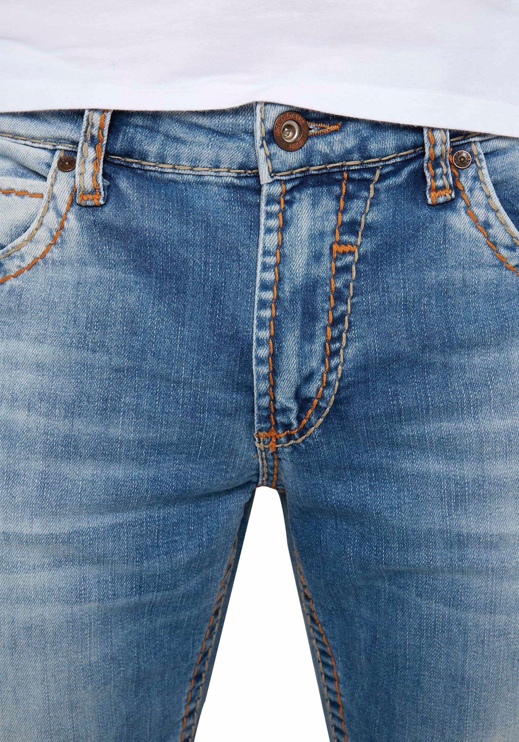 markanten Straight-Jeans Steppnähten CAMP mit NI:CO:R611 light vintage DAVID