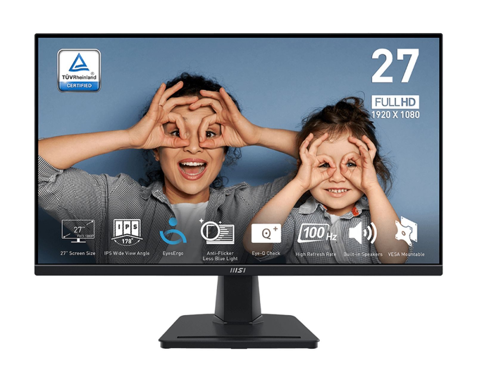 MSI Pro MP275QDE, 68,6 cm (27), 2560 x 1440 Pixel, Wide Quad HD, LCD, 4 m TFT-Monitor (2560 x 1440 px, Wide Quad HD, 4 ms Reaktionszeit, 100 Hz, IPS, Lautsprecher, HDCP)