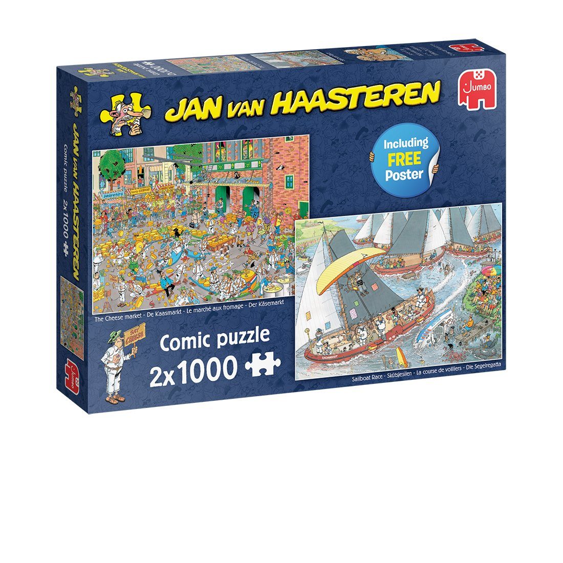 Jumbo Spiele Puzzle Jan van Haasteren Der Käsemarkt +Die Segelregatta, 1000 Puzzleteile