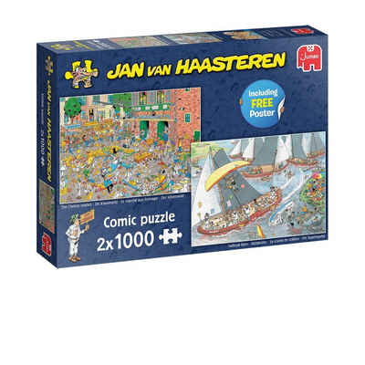 Jumbo Spiele Puzzle Jan van Haasteren Der Käsemarkt +Die Segelregatta, 1000 Puzzleteile