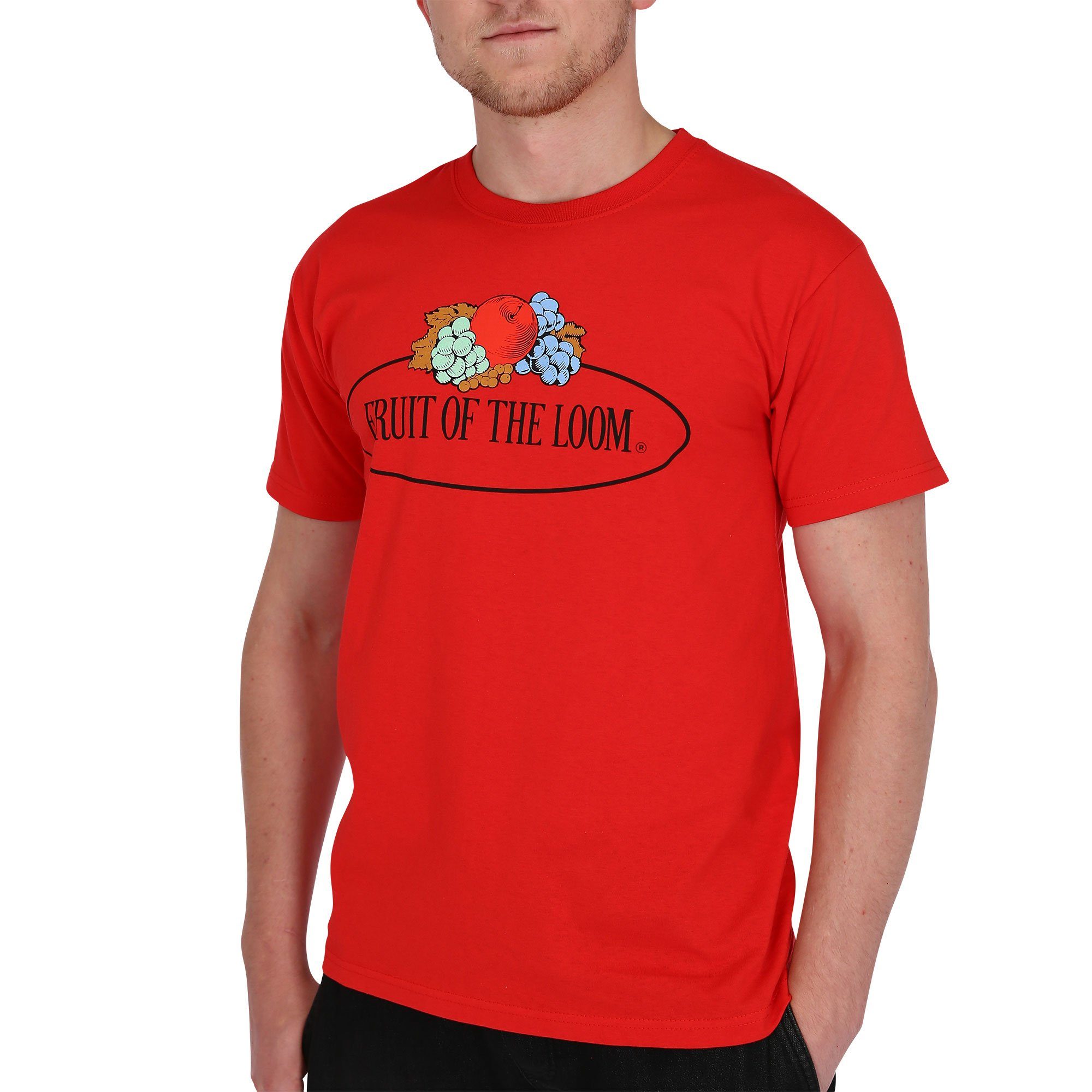 Fruit of the Loom Rundhalsshirt Fruit of the Loom Fruit of the Loom T-Shirt mit Vintage Logo rot