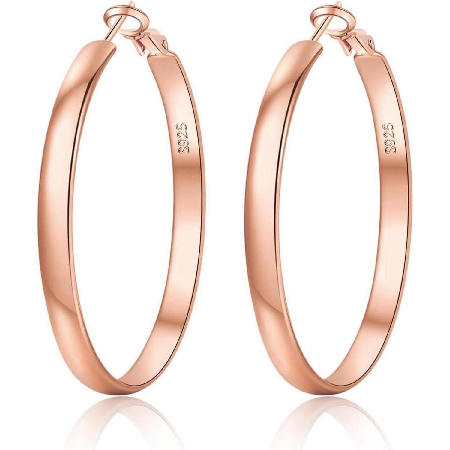 LuxusKollektion Paar Creolen Creolen Silber 925 Damen 5mm 30 50 70mm Hypoallergene Rosegold 40MM