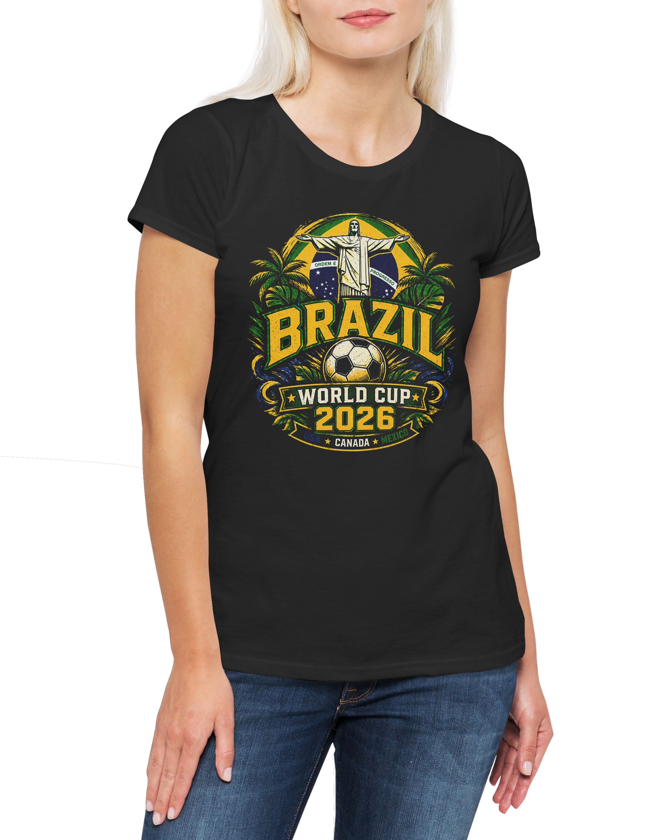 Urban Backwoods Print-Shirt Team Brazil 2 Damen T-Shirt Brasil Brasilien Seleçãoba WM (1-tlg) Copacabana Canarinho Fußball Soccer