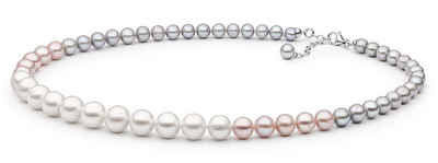 Gaura Pearls Perlenkette Perlenkette "Dancing Queen", rund, 7-11 mm, 45cm Länge, 925er rhodiniertes Silber